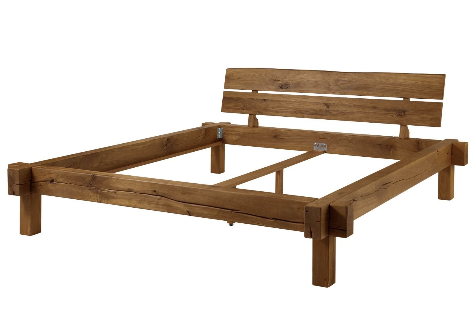 Massivmoebel24 Massivholzbett (Balkenbett Wildeiche 180x200 tabacco geölt JANGALI #312), Balkenbett Wildeiche 180x200 tabacco geölt JANGALI #312