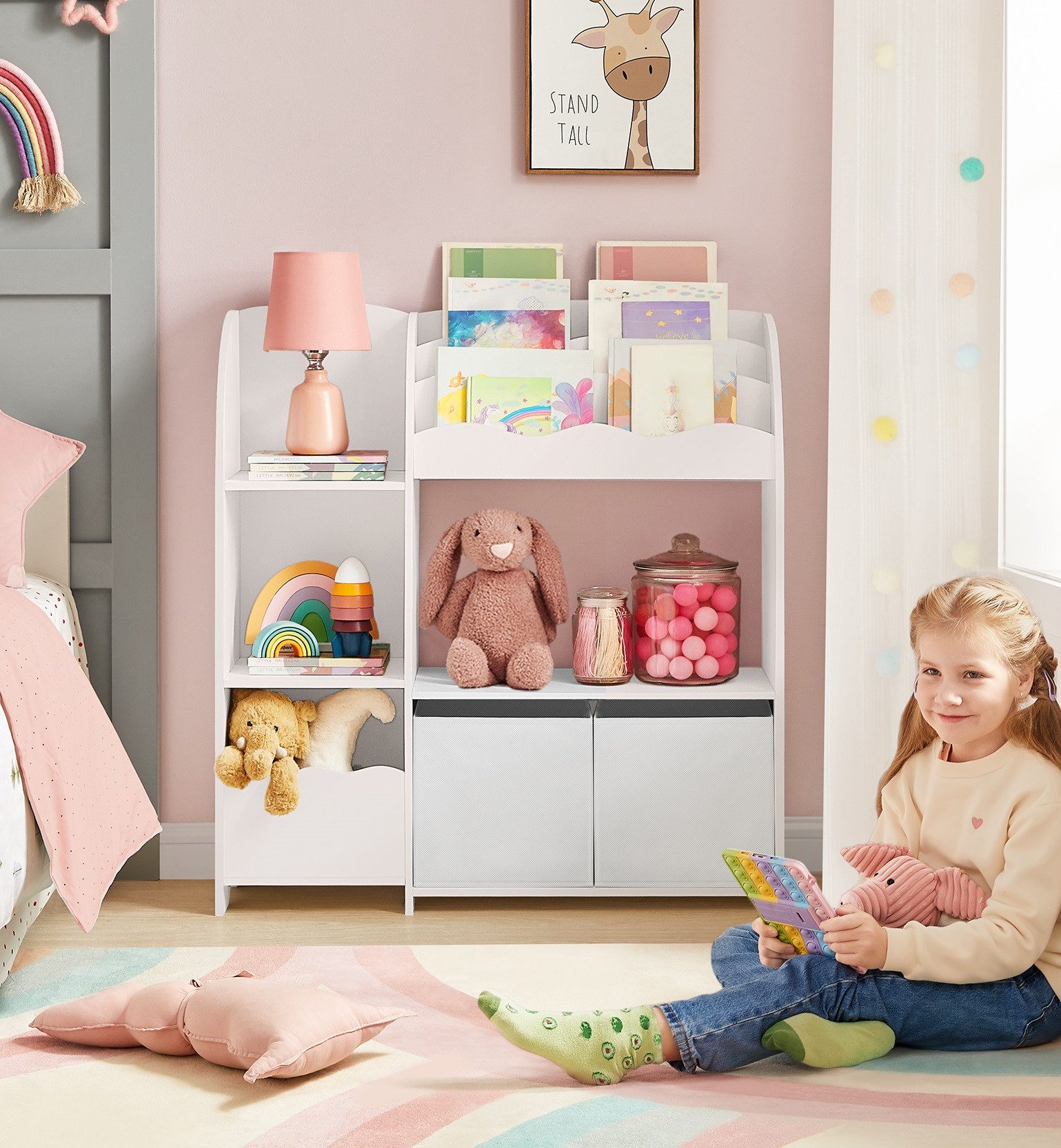 SONGMICS Spielzeugtruhe Kinderregal Bücherregal Kinder, Spielzeugregal günstig online kaufen