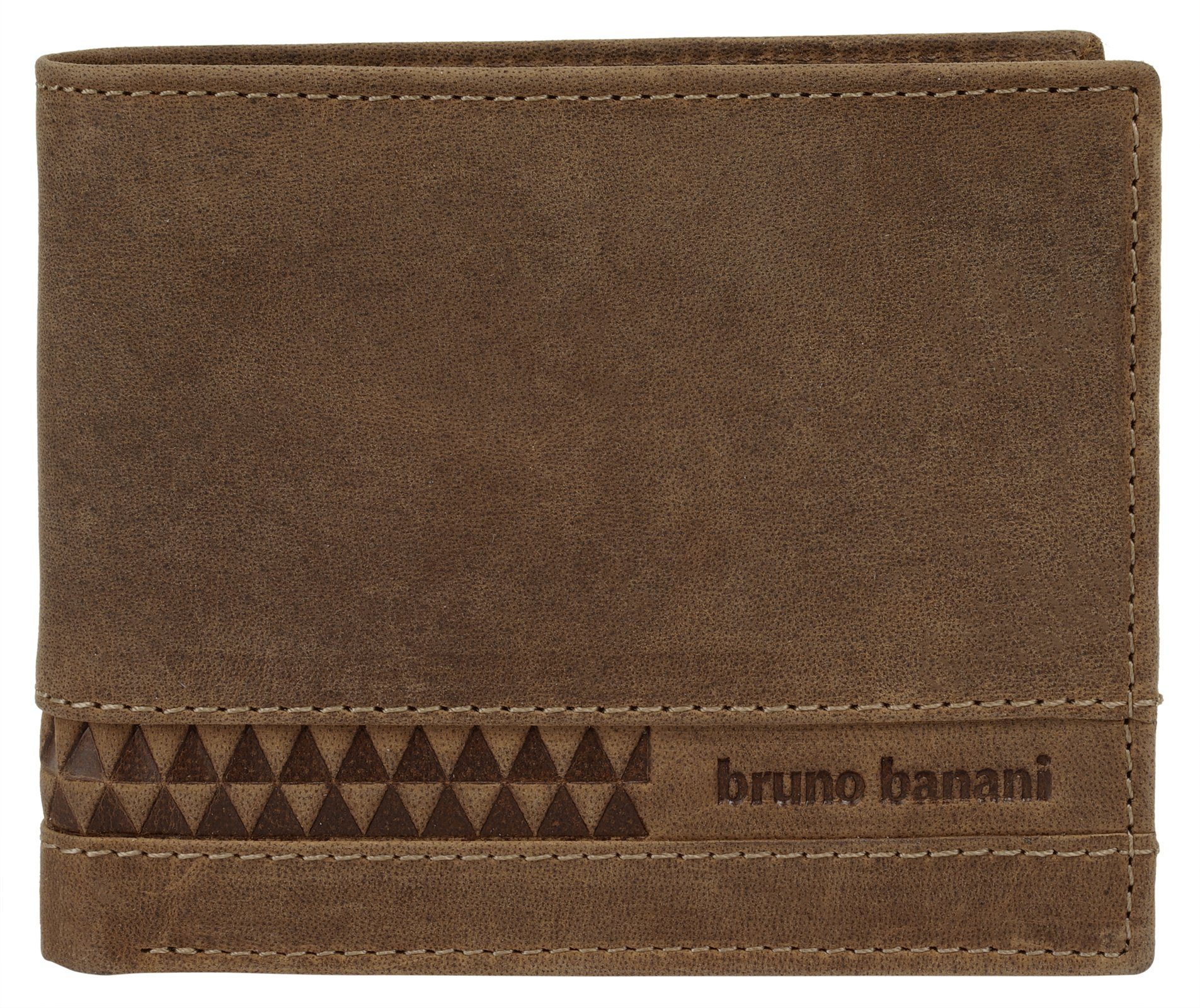 Bruno Banani Geldbörse, echt Leder, 2 Schein-, 4 Karten-, 3 Steck- & 1  Münzfach