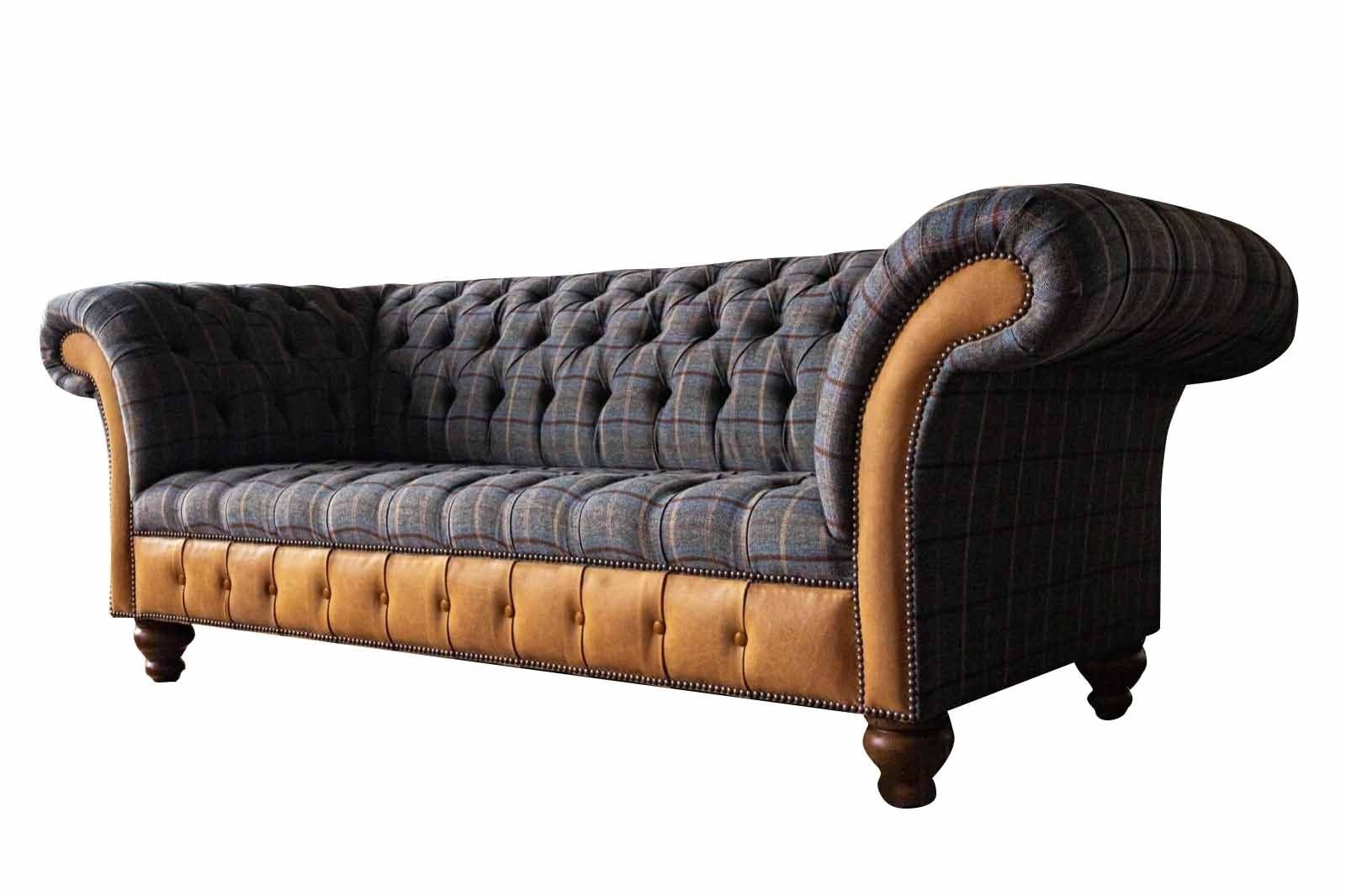 JVmoebel Sofa Moderne Chesterfield Graue Couch Luxus Sofa Dreisitzer Polster Sofas, Made in Europe