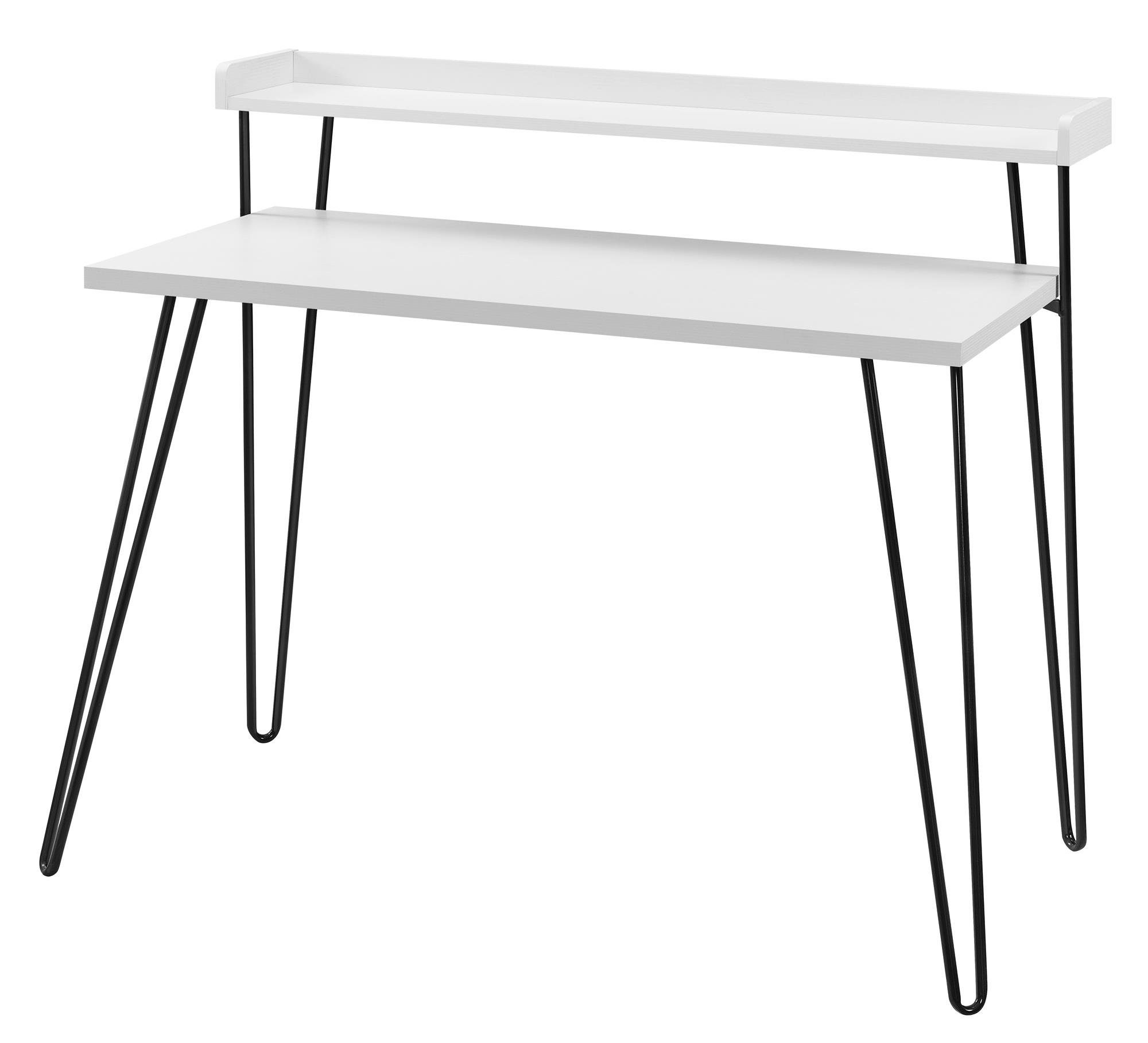 loft24 Schreibtisch Haven, mit extra Ablagefläche, Hairpin Metallbeine, Breite 113,5 cm