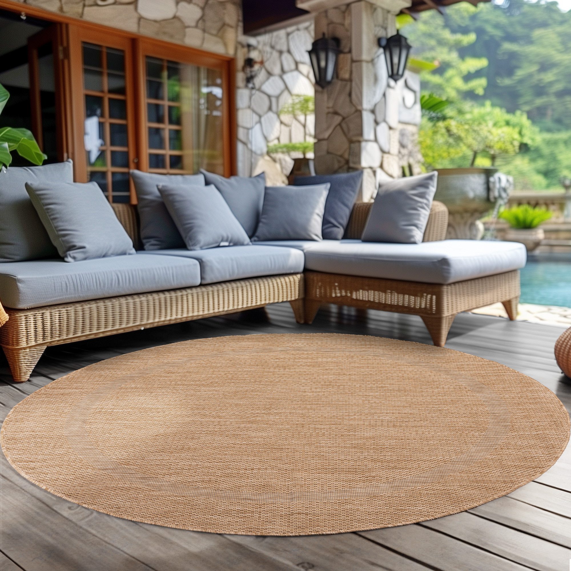 Carpettex Outdoorteppich Unicolor - Einfarbig, Rund, günstig online kaufen
