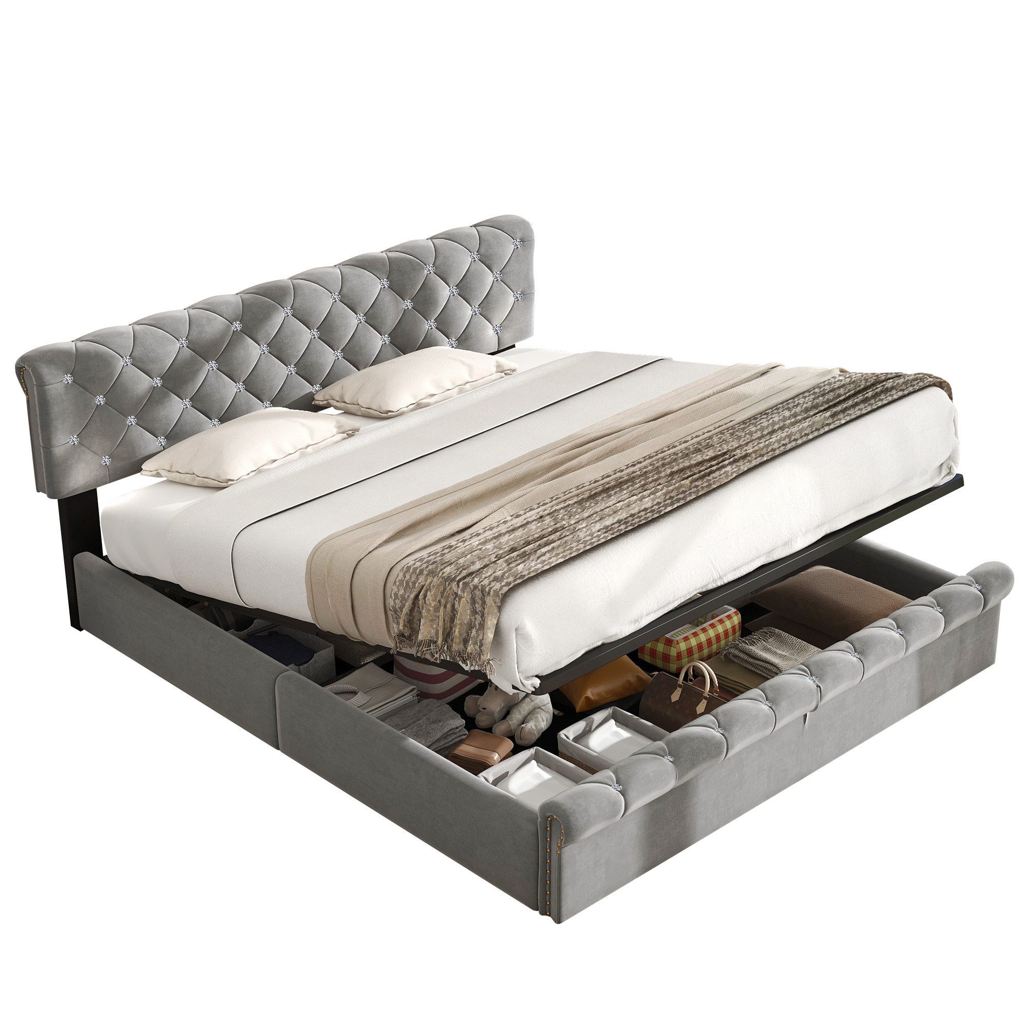 REDOM Polsterbett Jugendbett Bett Stauraumbett gepolsteres günstig online kaufen