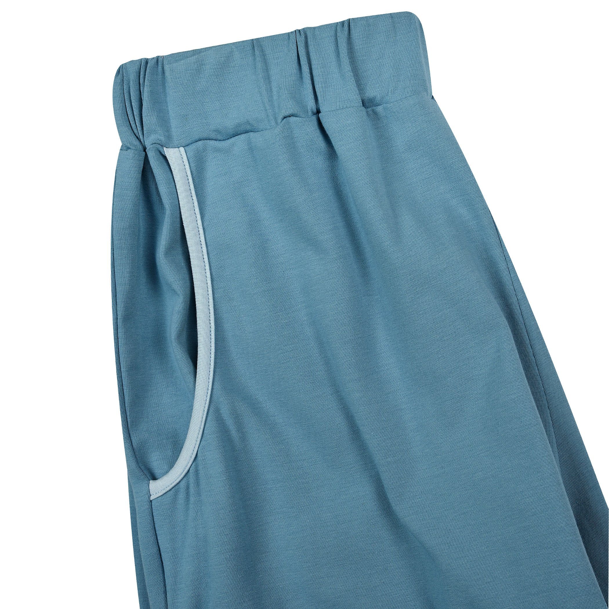 Evoni Damen Hose Pyjama blau Langarmshirt Schlafanzug Lange