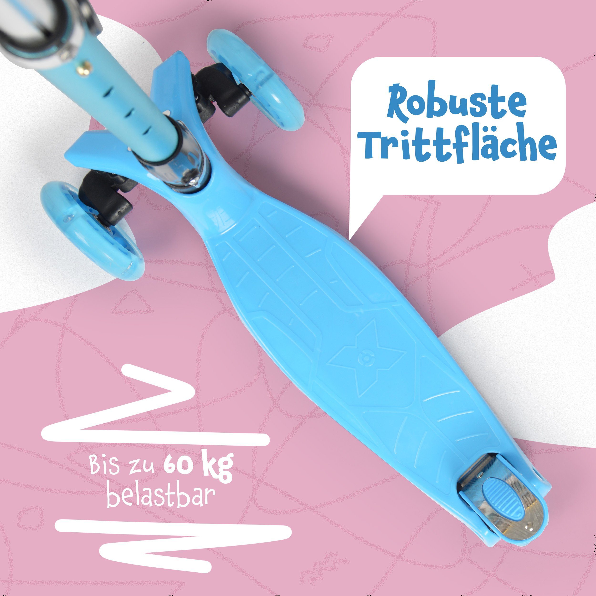 Apollo Dreiradscooter Kinderroller Kids Whiz LED 3-Rad Scooter ab 3 Jahren Tretroller, Klappbarer und höhenverstellbarer Kinder Scooter mit LED Wheels