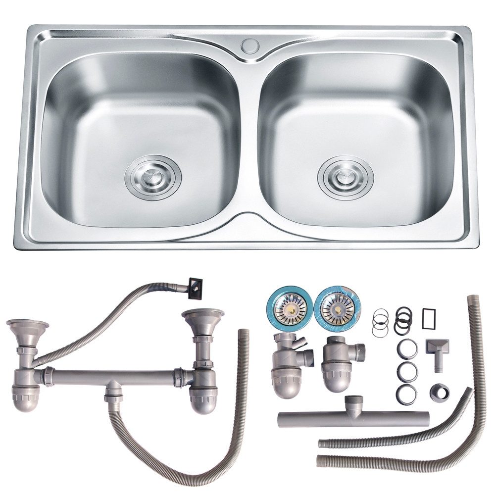 Melko Einbauspüle Edelstahlspüle Doppelspülbecken Einbauspüle Spüle Spülbec günstig online kaufen