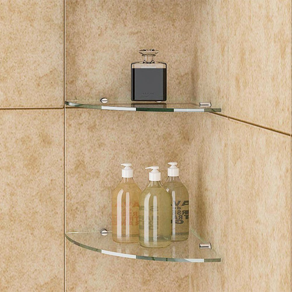 SONNI Einlegeboden Glasregal Sicherheitsglas Lagerregal Duschraum transparent (2 St), Duschwand für