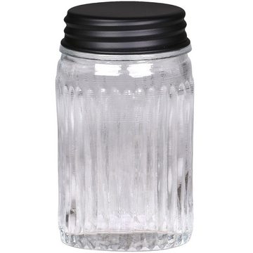 Macosa Home Vorratsglas Metalldeckel schwarz Aufbewahrungsbehälter Glasdose Dekoglas Muster, Glas / Metall, Aufbewahrungsglas Vorratsglas rund oder eckig