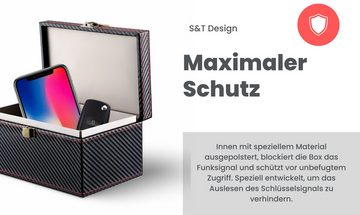 S&T Design Schlüsseltasche RFID Box Autoschlüssel Box Keyless Go Schutz Keyless Hülle (2PACK Etui), RFID-Blocker Signalabschirmung Auto Diebstahlschutz Strahlungsschutz