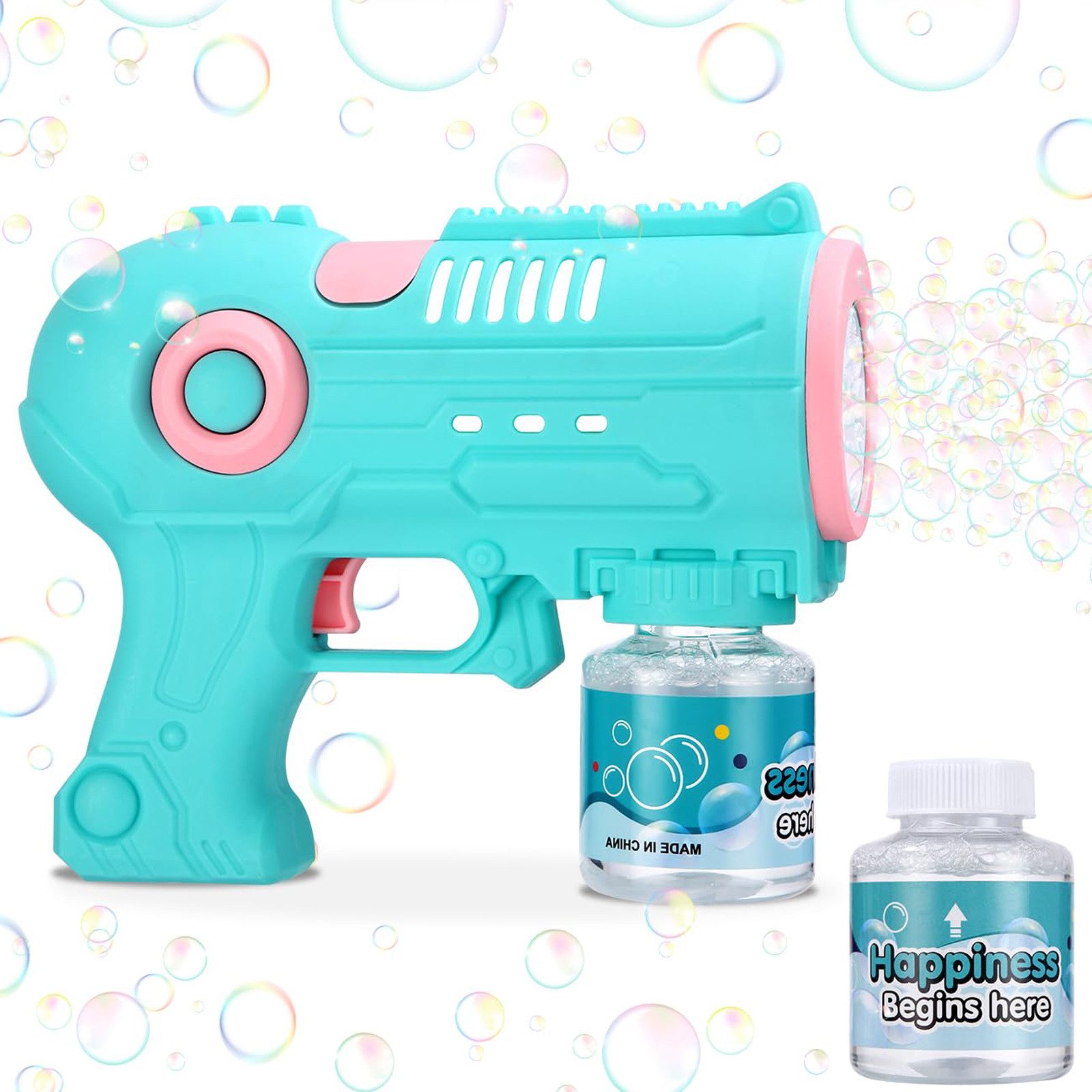 LEAZZLE Seifenblasenpistole Seifenblasenmaschine Kinder, Seifenblasenpistole mit 10 Düsen, 4 AA-Batterien (nicht enthalten),Geburtstag, Ostern,Sommergeschenk