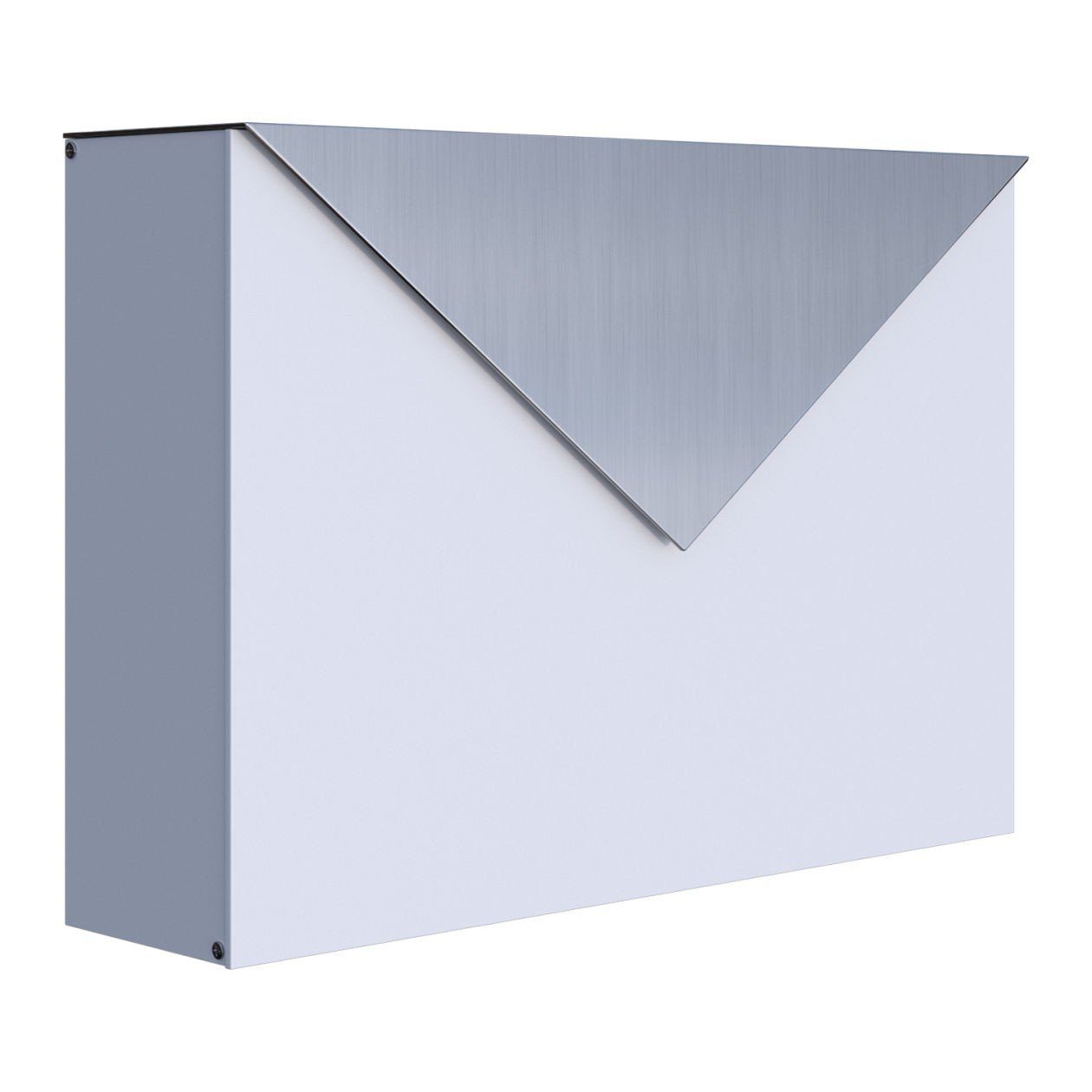 Bravios Briefkasten Weiß mit Briefkasten Letter Edelstahlklappe