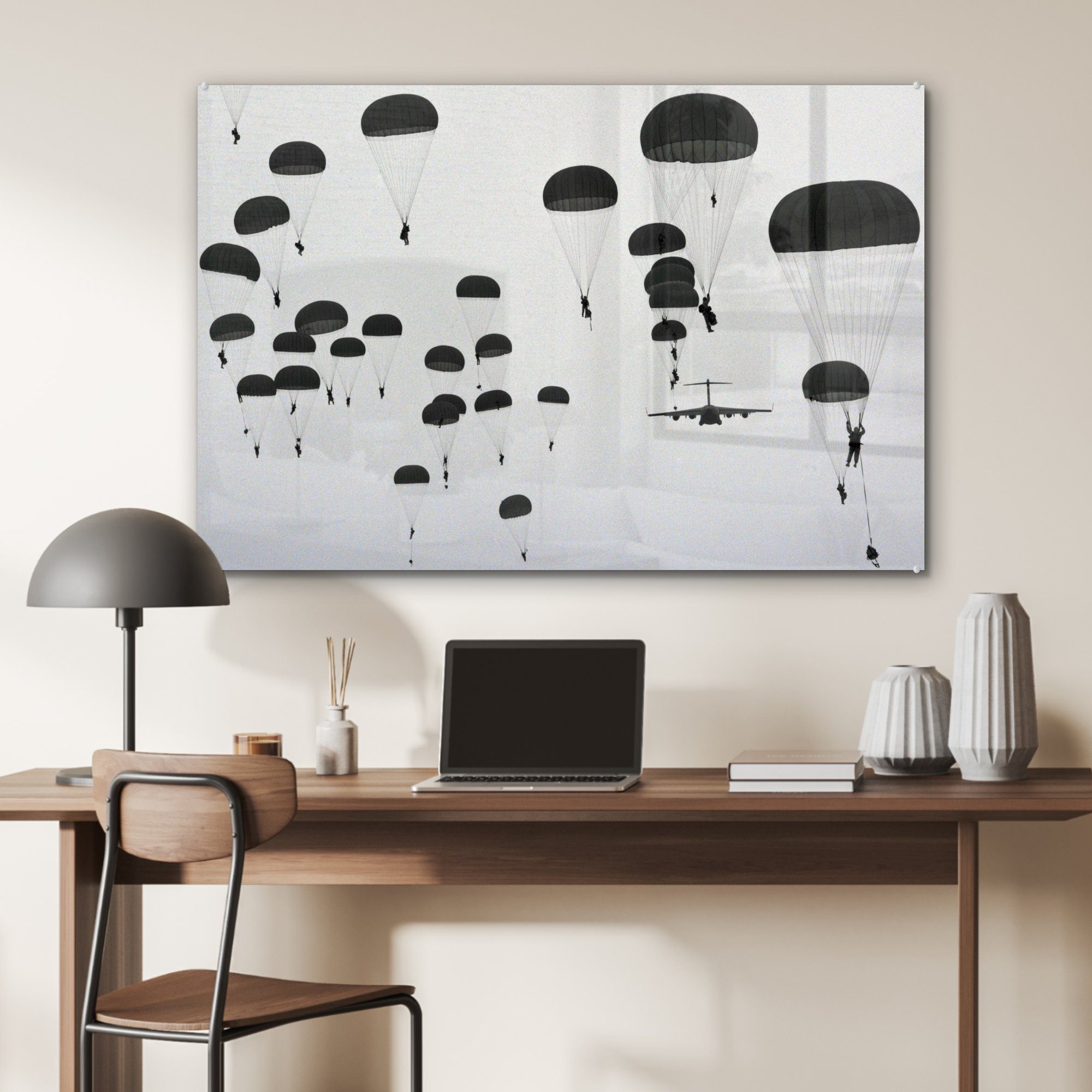 Acrylglasbild Flugzeuge St), Wohnzimmer & Fallschirm, (1 - MuchoWow Fliegen Schlafzimmer - Acrylglasbilder