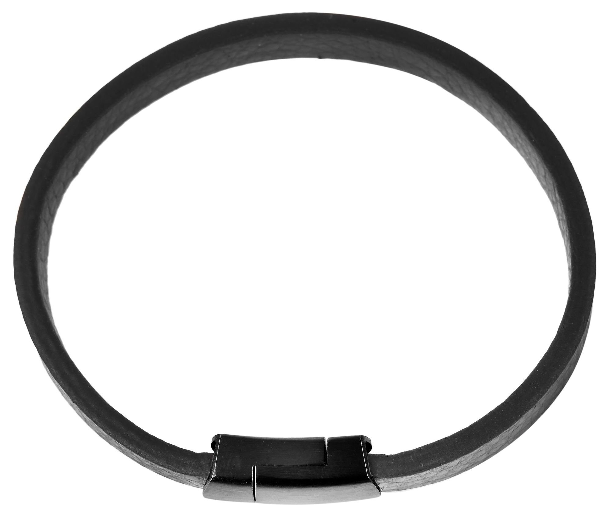 Schwarz1 AKZENT Unisex Magnetverschluss, Echtleder, aus (einzeln) Lederarmband Armband Schwarz Milania