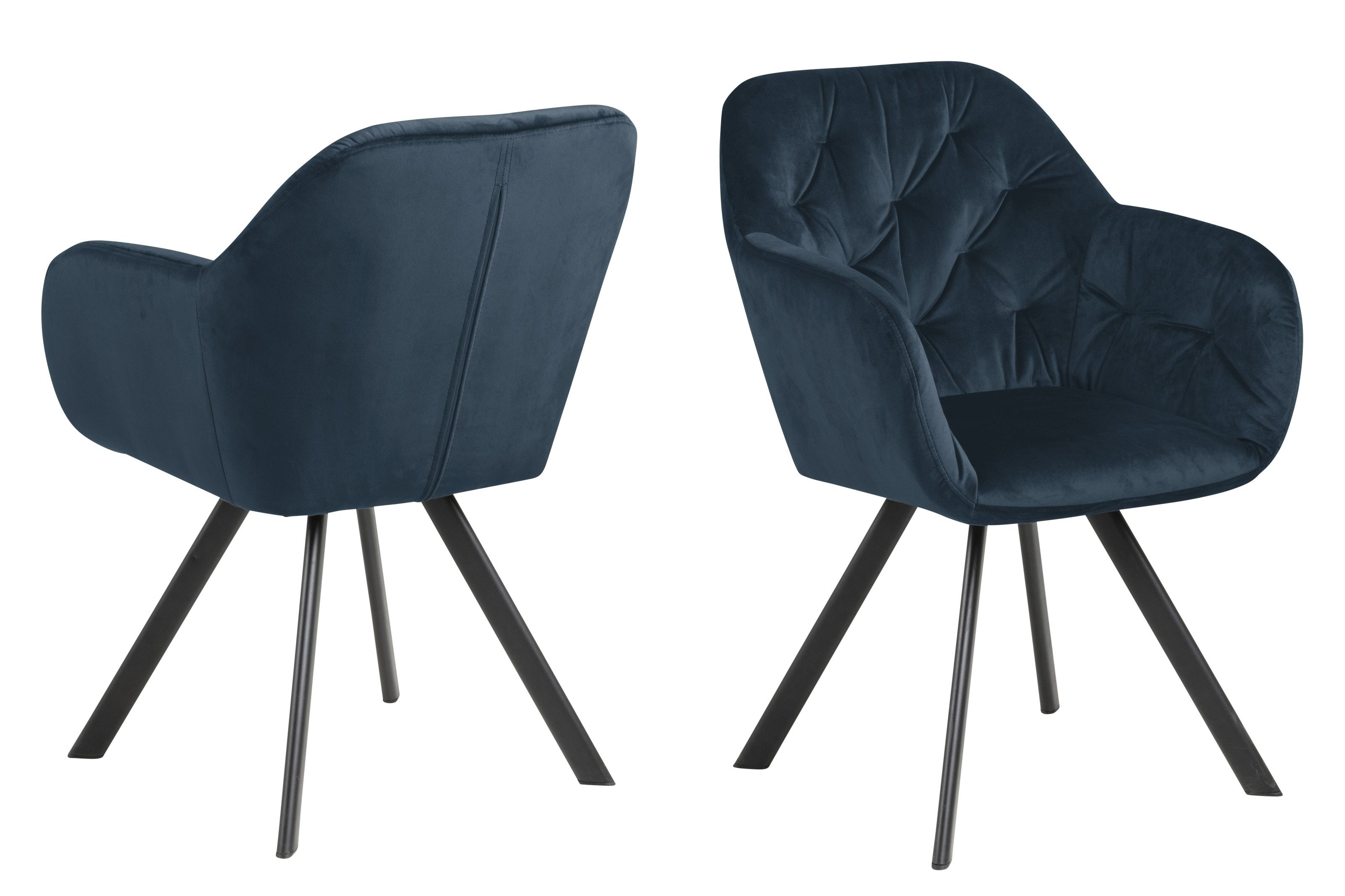 Armlehnstuhl in marineblau, Polyester, Stahl - 57,5x81,5x61,5cm (BxHxT)