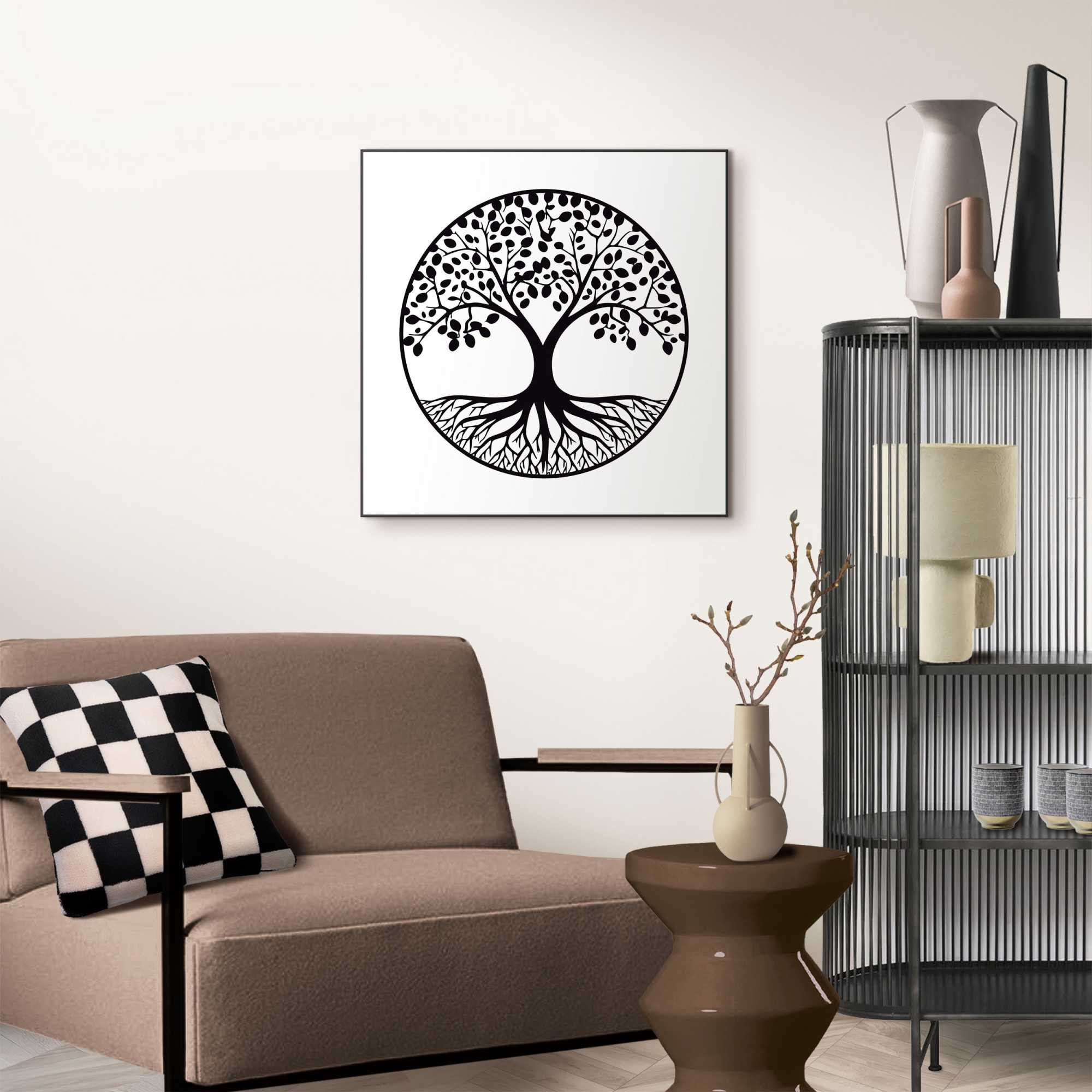 Reinders! Bild mit Rahmen Tief verwurzelt, Bäume (1 St), Teenager Zimmer - Schwarz-Weiß - MDF - Wald - 50x50 cm