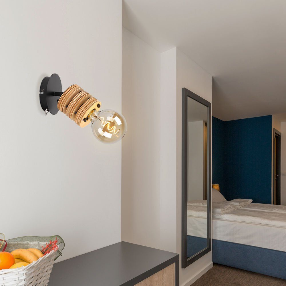 GLOBO LIGHTING Wandleuchte, Leuchtmittel nicht inklusive, Wandlampe Landhausstil MDF Holz Wandleuchte Holzlampe