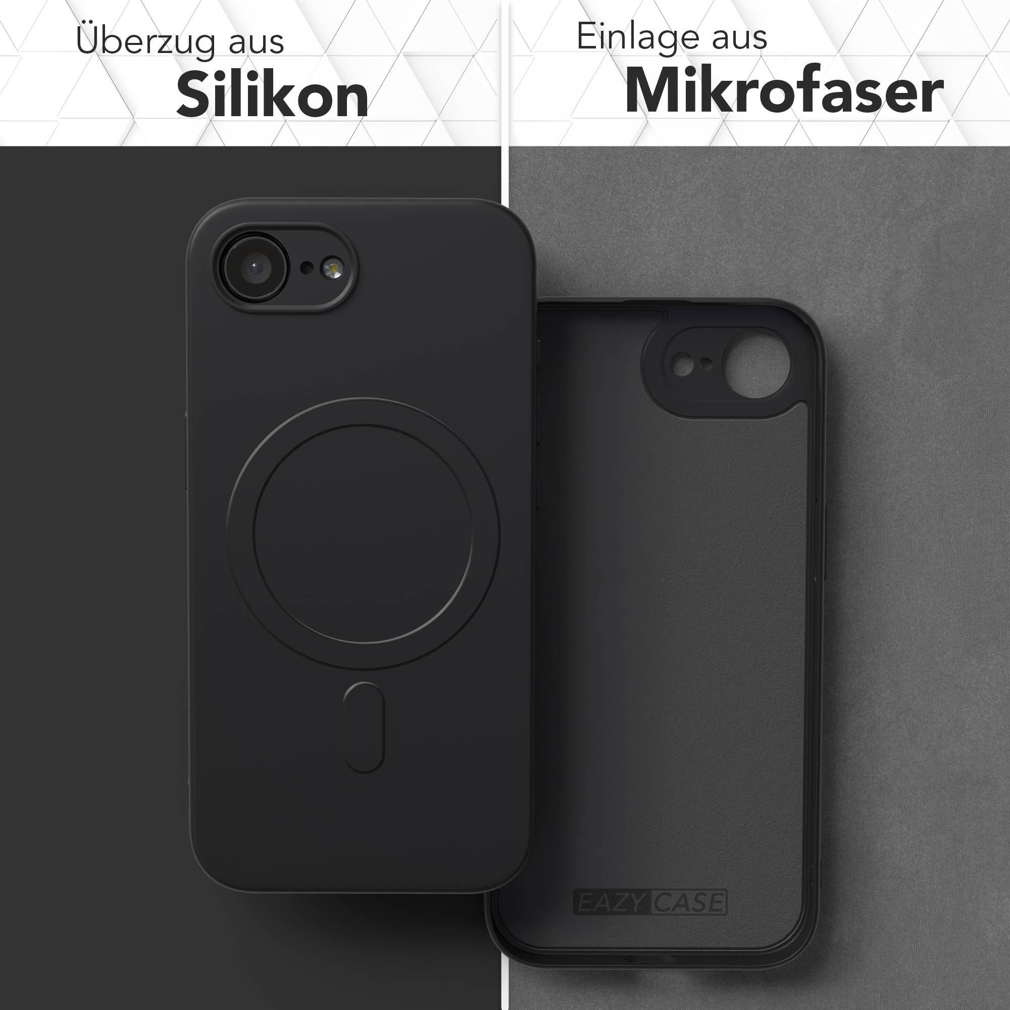 EAZY CASE Handyhülle für Apple iPhone 16e Hülle Silikon 6,1 Zoll, Schutzhülle mit MagSafe kratzfest Back Cover Kameraschutz Schwarz