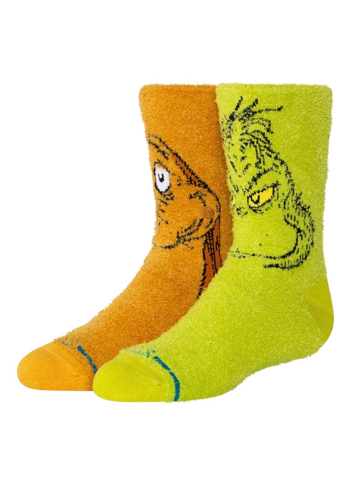 Stance Socken Kinder-Tagessocke Grinch and Max Kids Crew limegrün/orange - 1 Paar