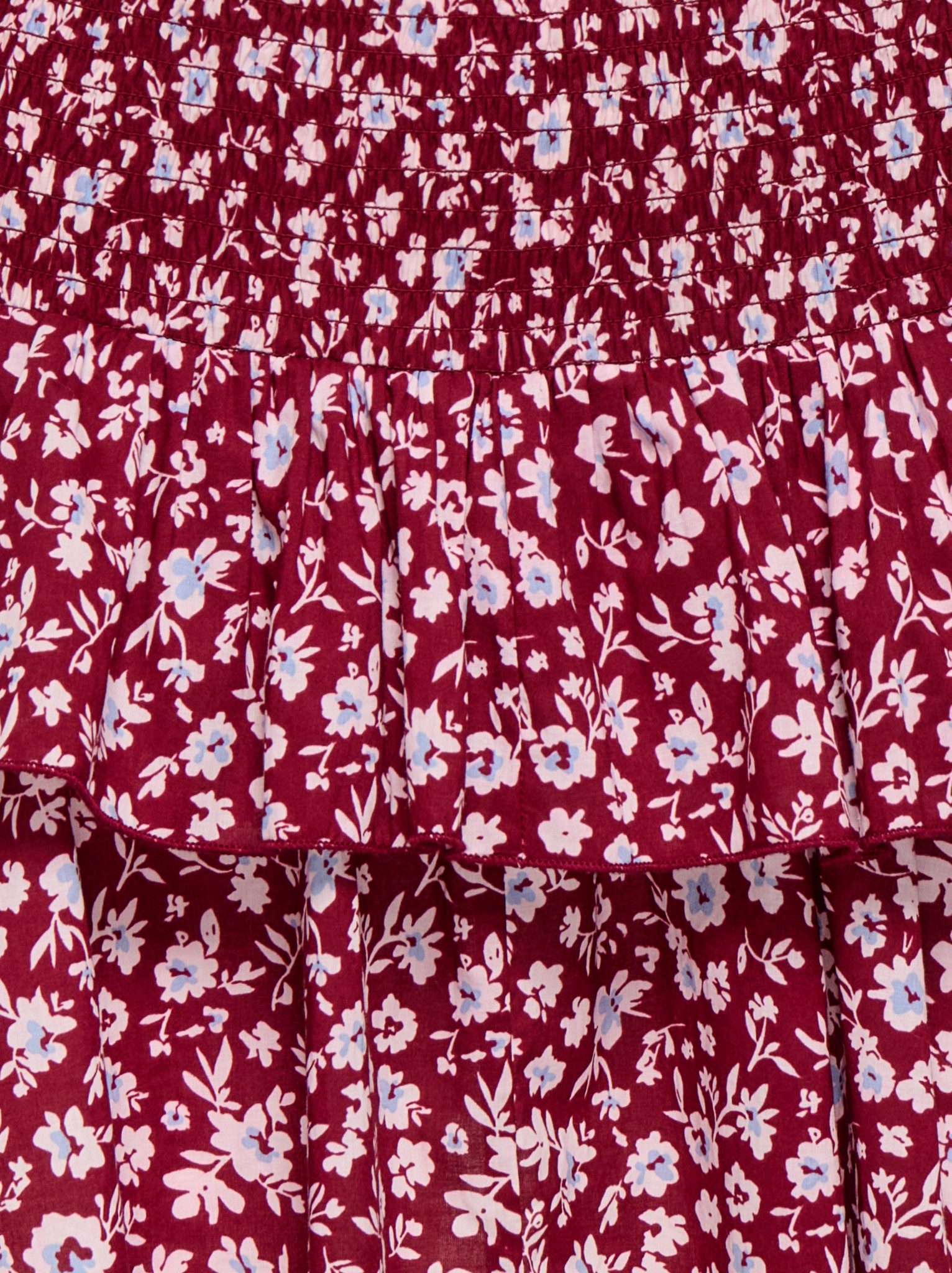 ONLY Minirock ONLZOEY LAYRED SKIRT WVN NOOS Baumwolle, gesmoktes Taillenbündchen, Volant