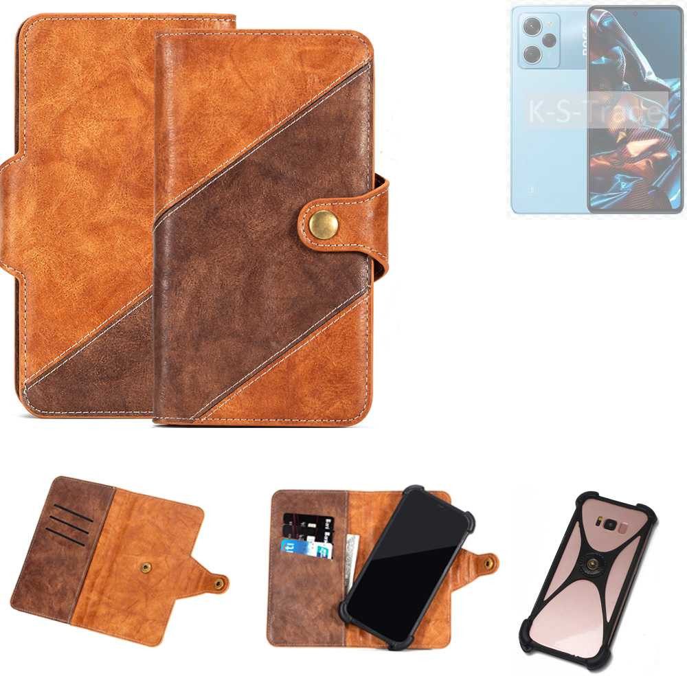 K-S-Trade Handyhülle für POCO X5 Pro 5G, Handyhülle Schutzhülle Bookstyle Case Wallet-Case Cover