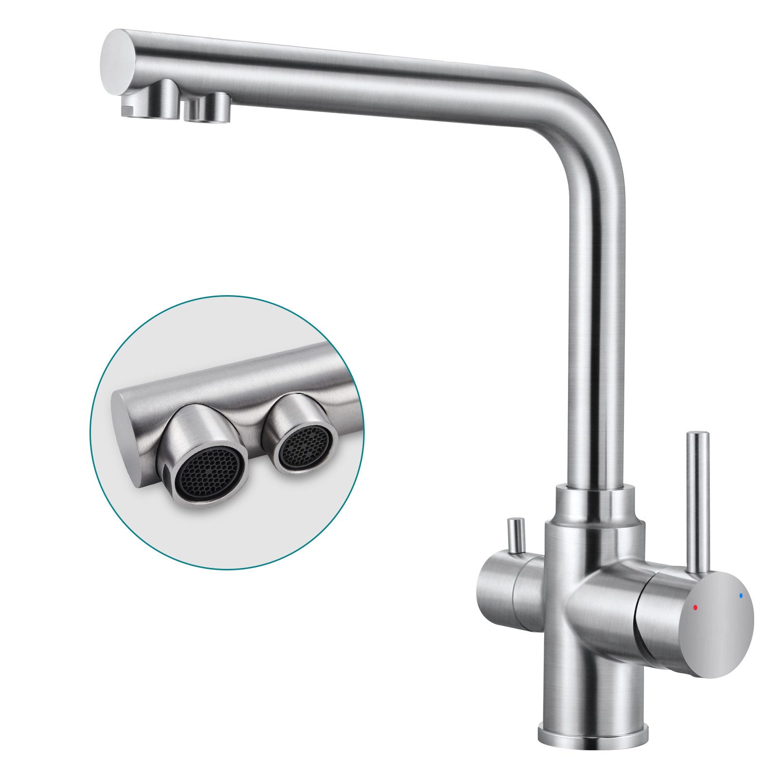 WOOHSE Spültischarmatur 3 Wege Wasserhahn Küche, günstig online kaufen