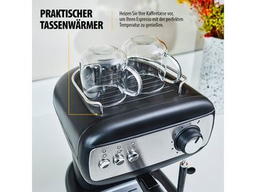 Tristar Espressomaschine, italienische Siebdruck Kaffee Siebträger-Maschine mit Milchaufschäumer