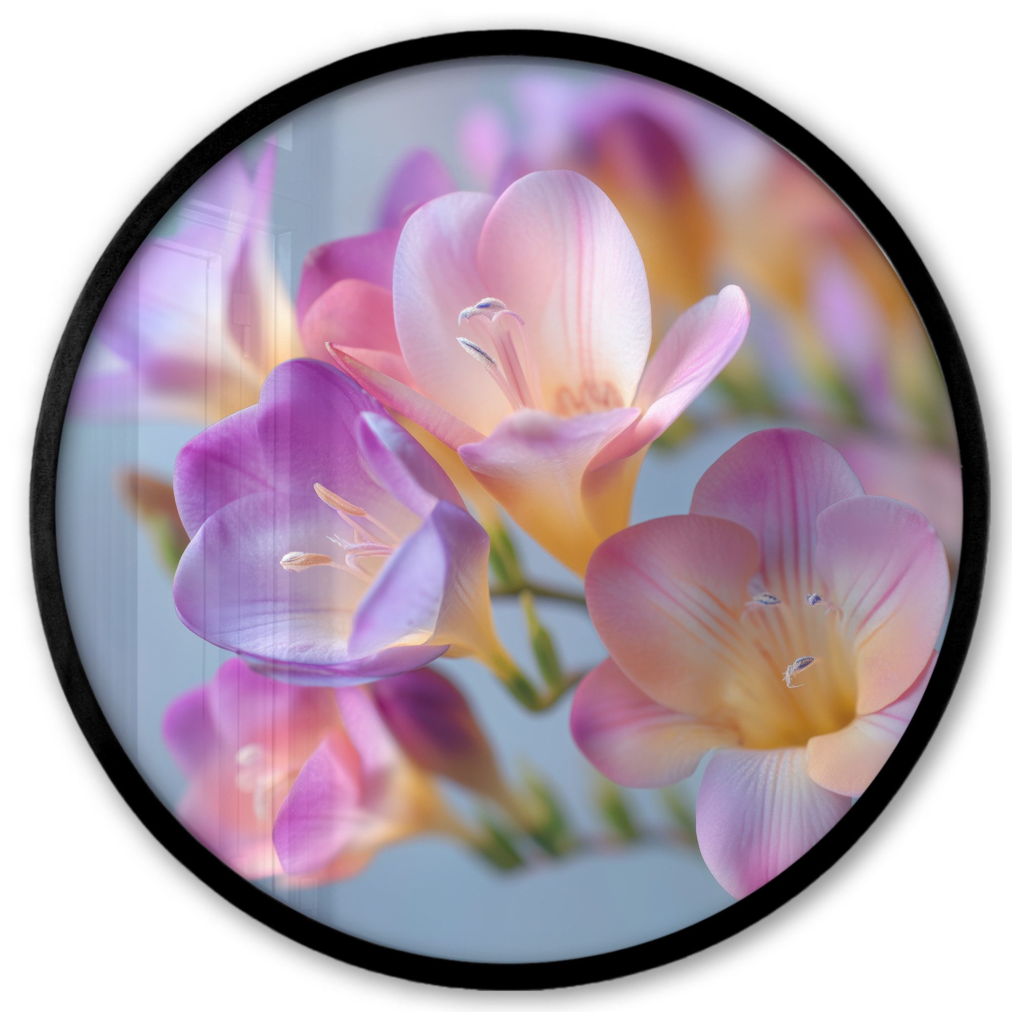 Poster Rund - Blumen - Lila - Überlaufen - Staubgefäße