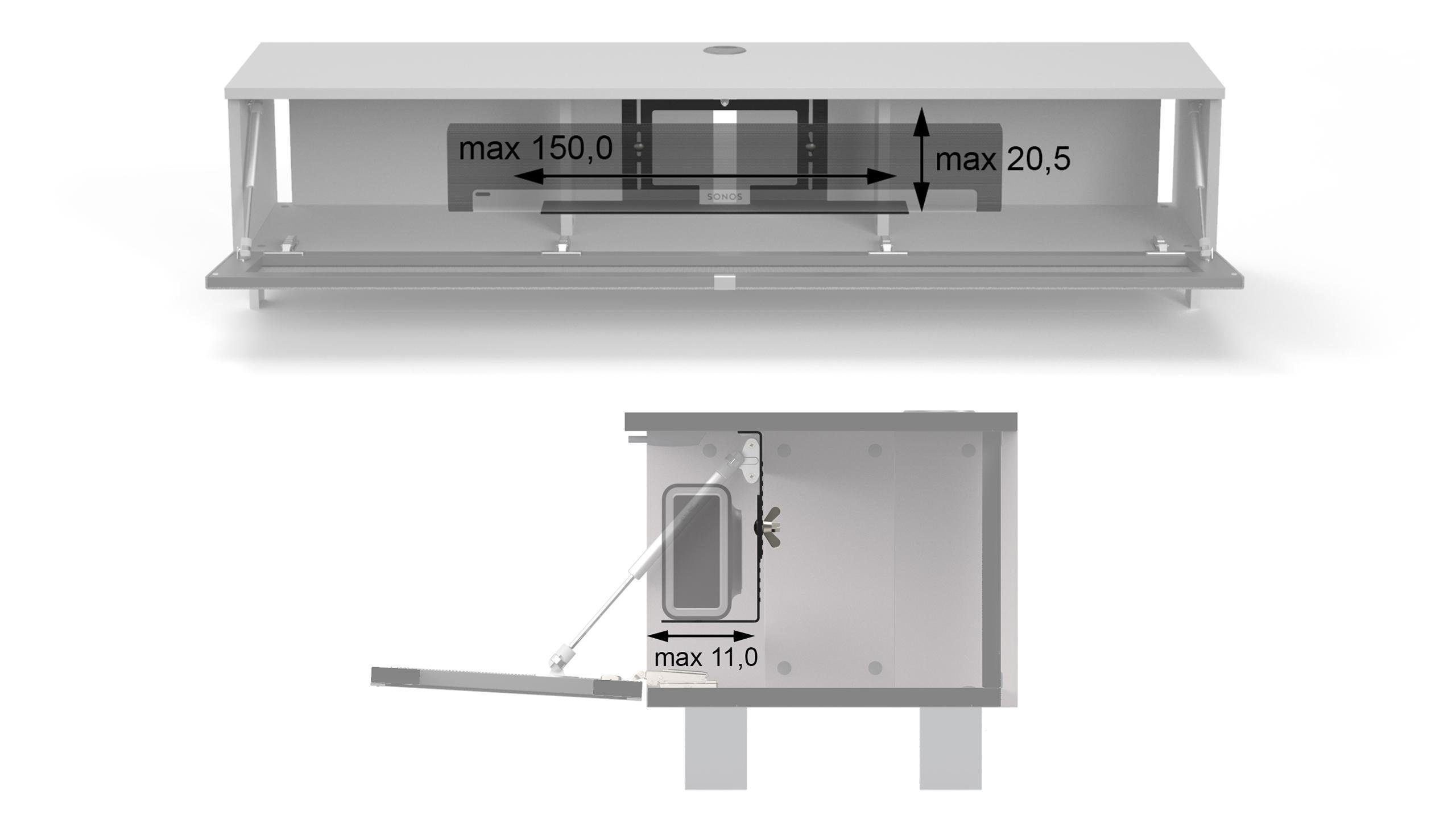 oder Sound- Spectral Breite | Komplettpaket mit Lowboard Racks, 160 JUST cm, by Just JRB1604, wahlweise weiß weiß