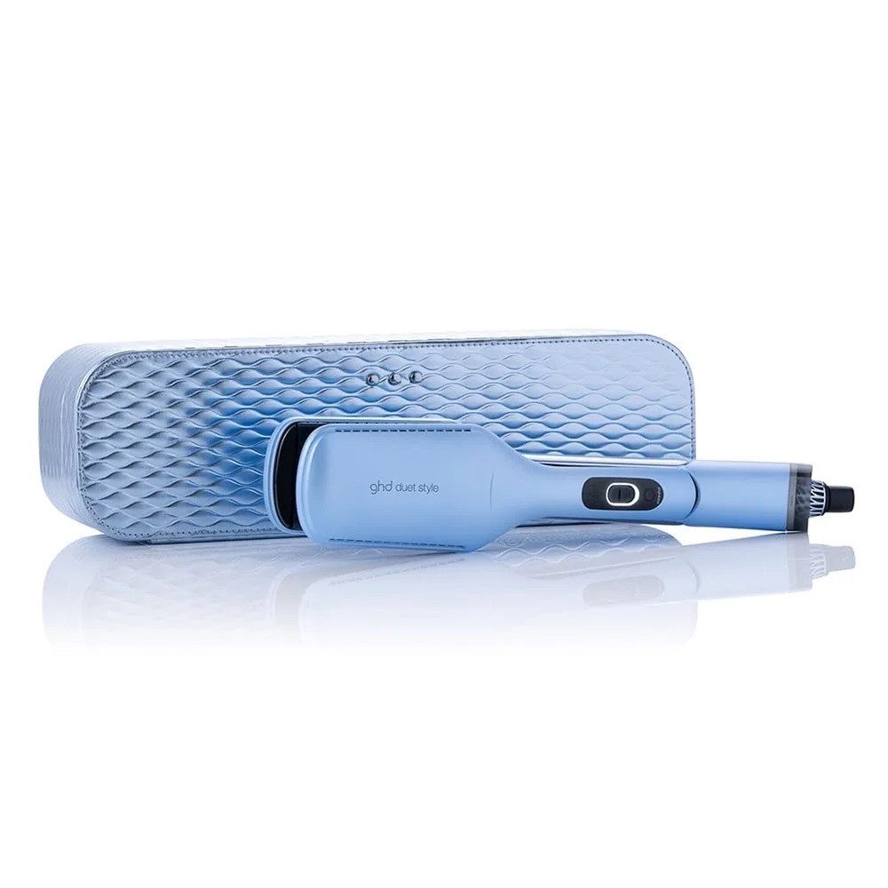 GHD Glätteisen Ghd Duet Style 2-in-1 Hot Air Styler - icy blue Keramik, Set bestehend aus Air Styler und Aufbewahrungstasche, 2 in 1 Trocknen und Stylen