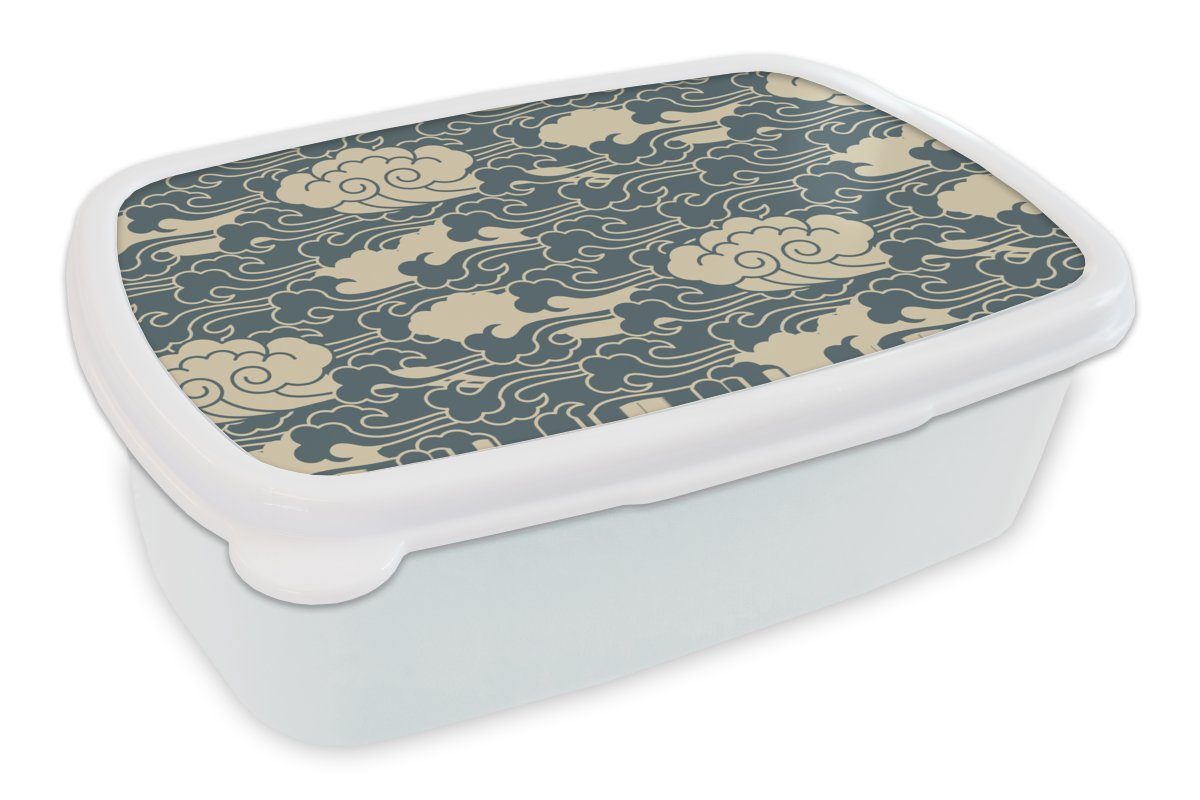 MuchoWow Lunchbox Design - Norwegisch - Wolken, Kunststoff, (2-tlg), Brotbox für Kinder und Erwachsene, Brotdose, für Jungs und Mädchen weiß