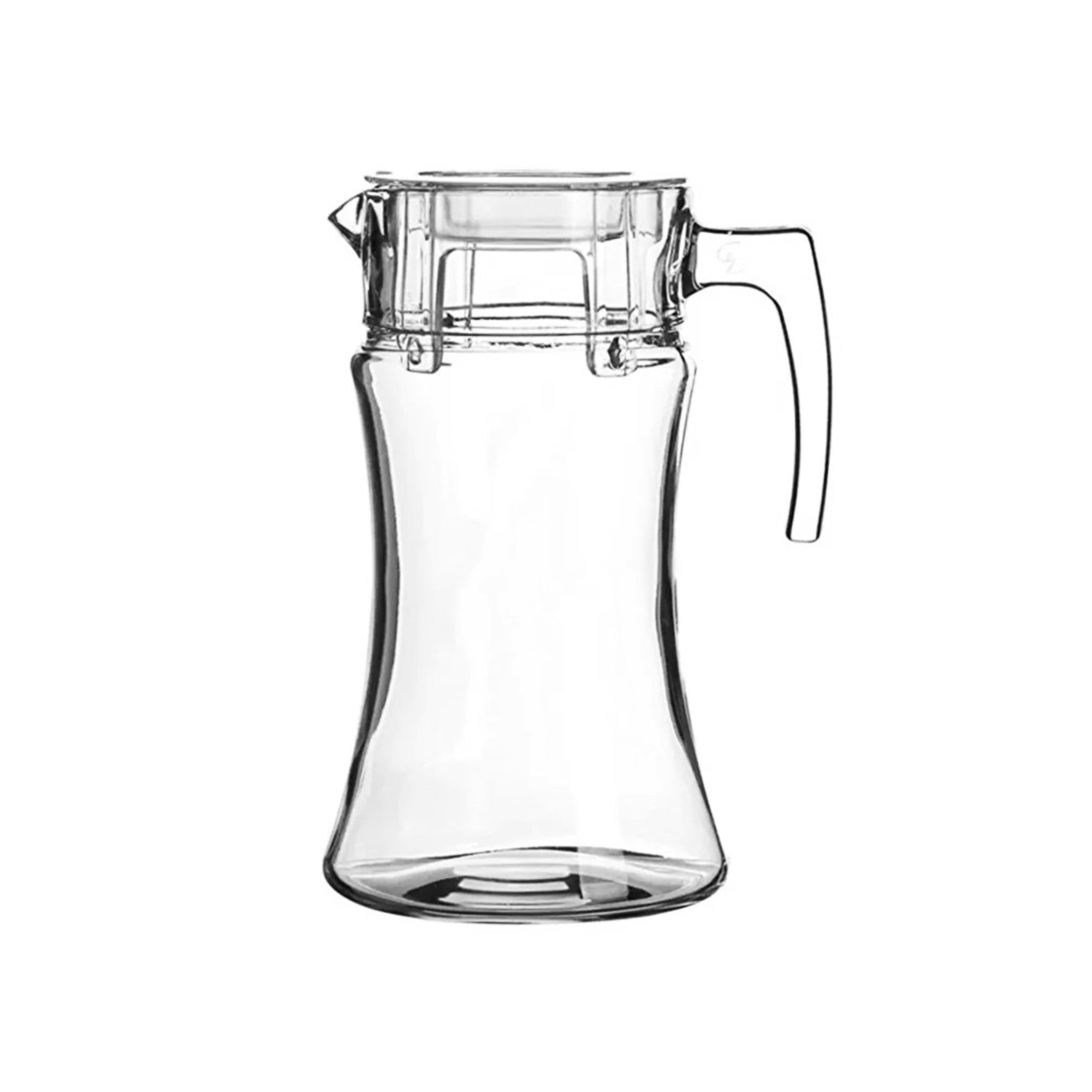 Pasabahce Karaffe Azur Karaffe aus Glas mit Griff 1,4 L Transparent mit Deckel, (1-tlg)