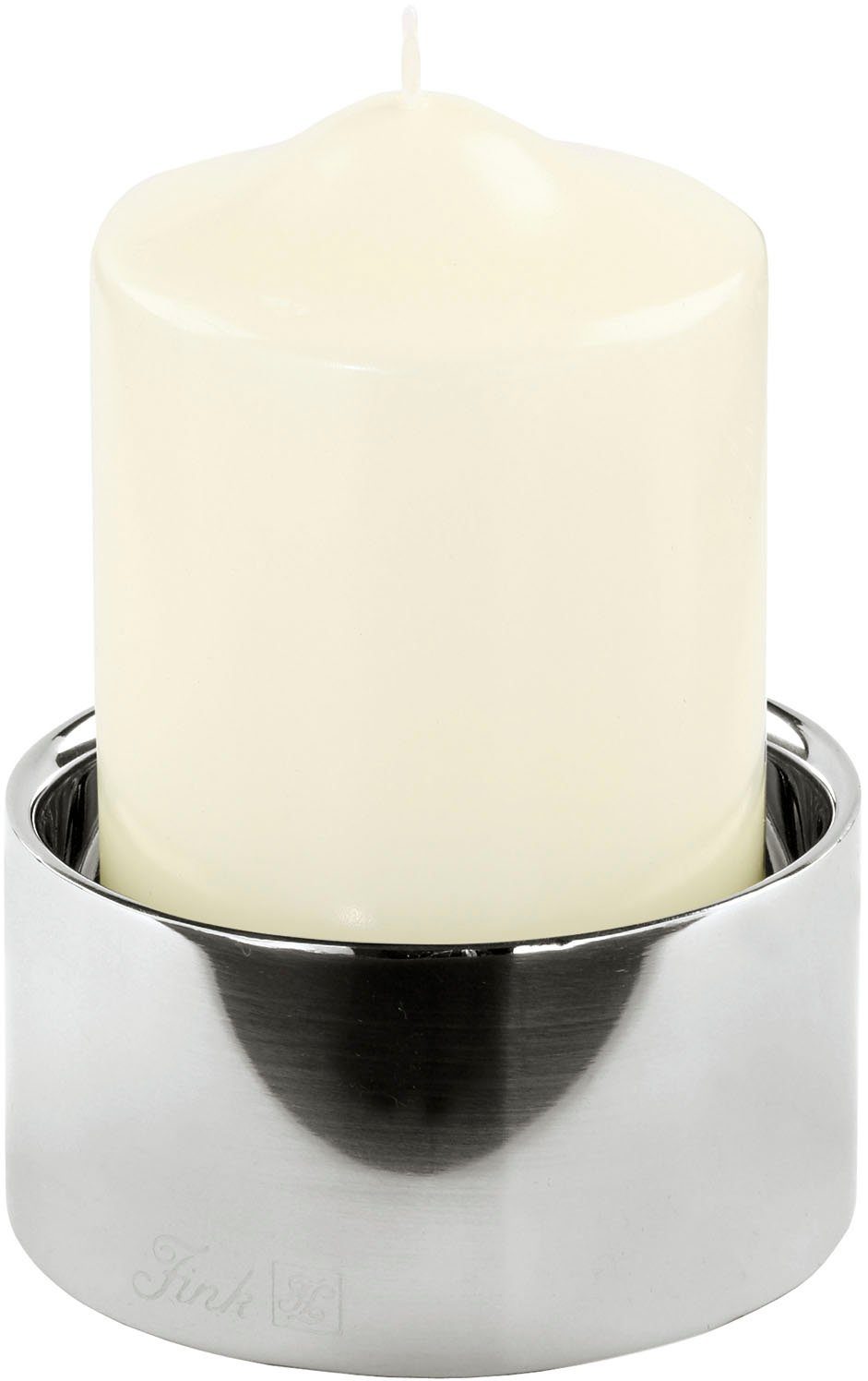 Fink Kerzenhalter SOBRIO (1 St), aus Edelstahl, Ø 10 cm - für Stumpenkerzen Ø 8 cm | Kerzenständer