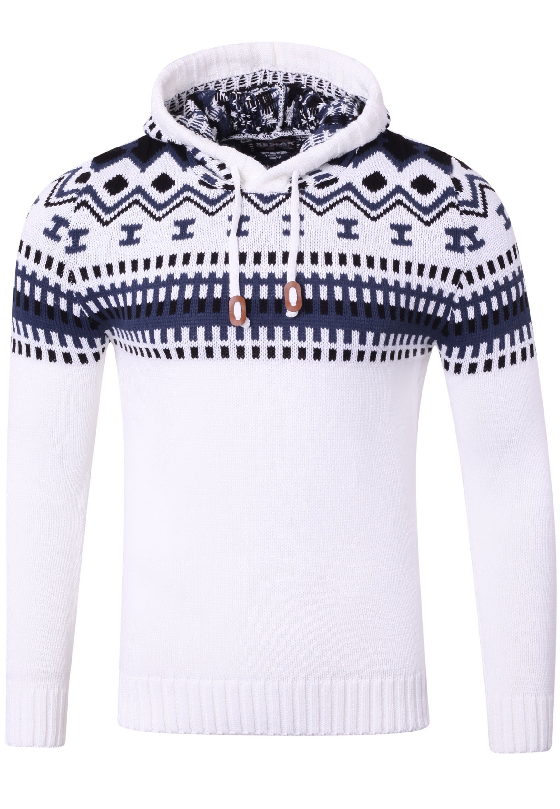 Strickpullover Reslad Herren Grobstrick Pullover Norweger Winter Kapuzenpullover