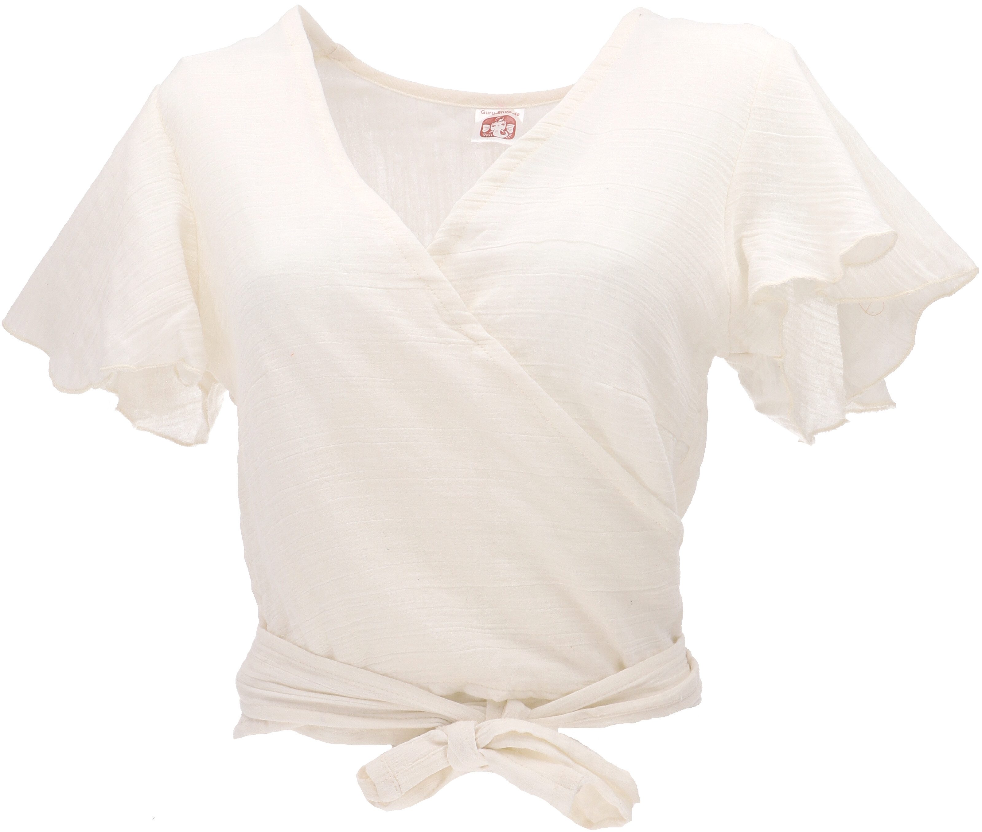 Guru-Shop Longbluse Boho Wickelbluse, Wickeltop aus Baumwolle -.. alternative Bekleidung