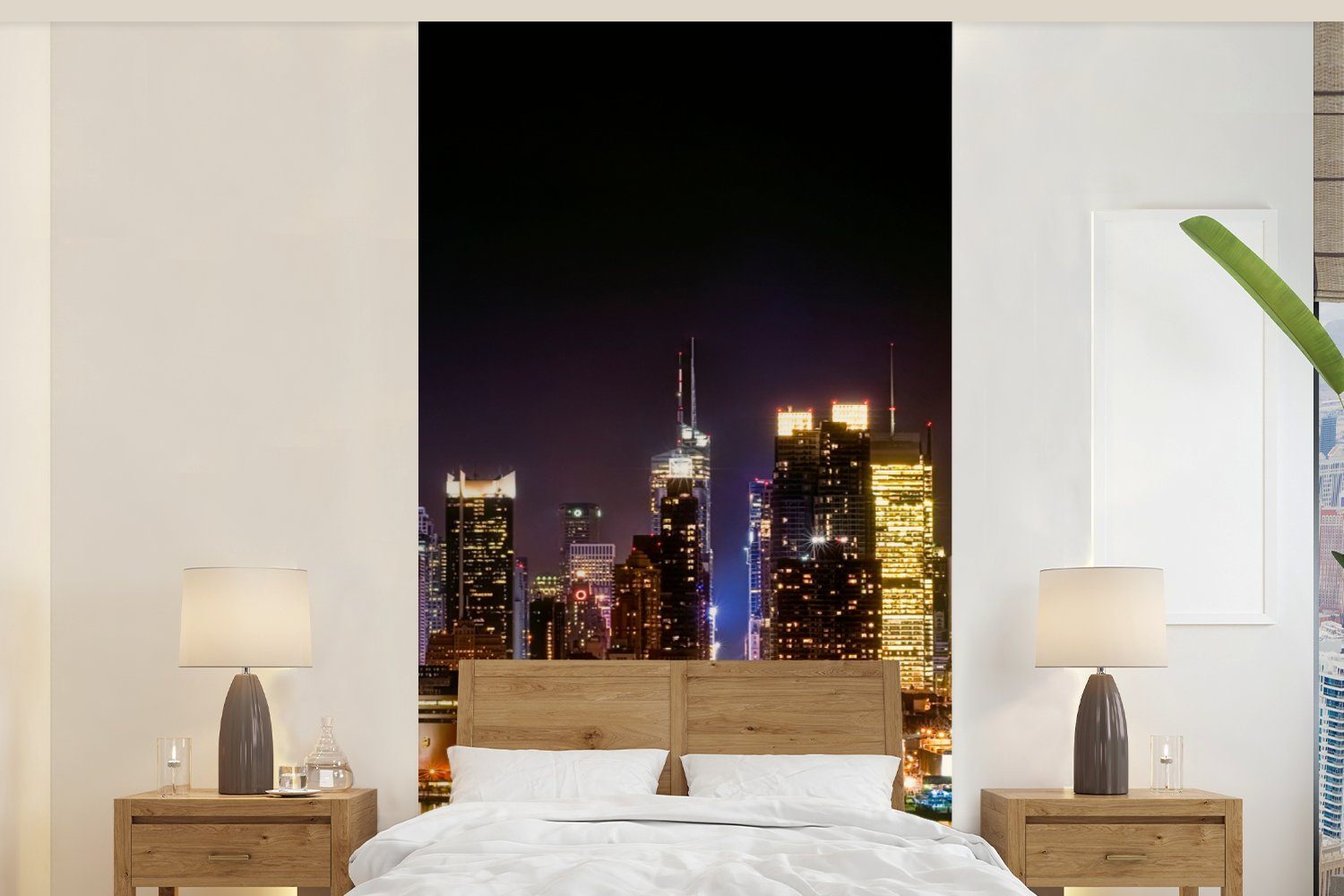 MuchoWow Fototapete New York - Manhattan - Skyline, Matt, bedruckt, (2 St), Vliestapete für Wohnzimmer Schlafzimmer Küche, Fototapete