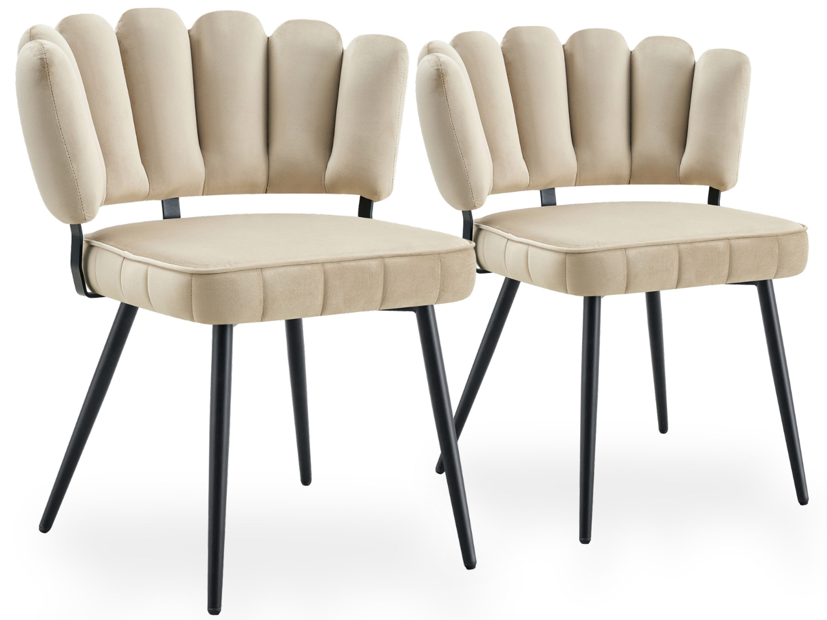 SeedWave Esszimmerstuhl 2er-Set Polsterstühle mit blütenförmiger Rückenlehne (2er Set), Küchenstühle mit Metallbeinen und Bodenschonern