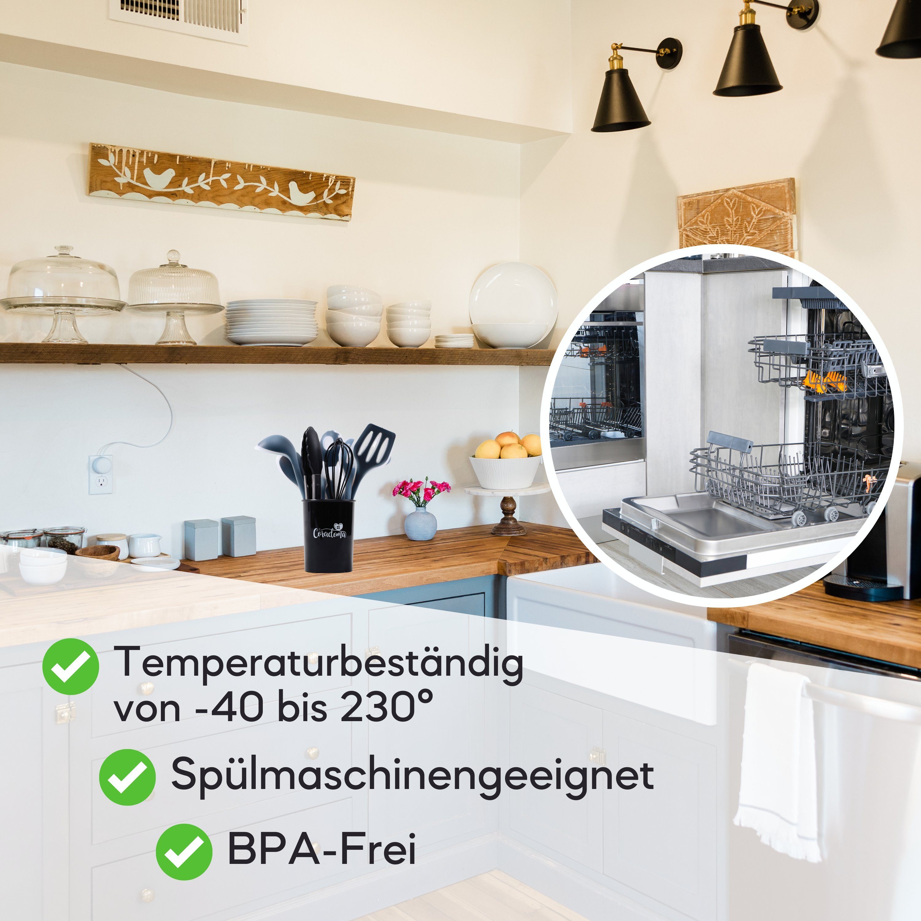 Coradoma Kochbesteck-Set Küchenutensilien 12er Set aus Silikon Geschirrset Küchenhelfer (12-tlg) – Bild 5 von 5