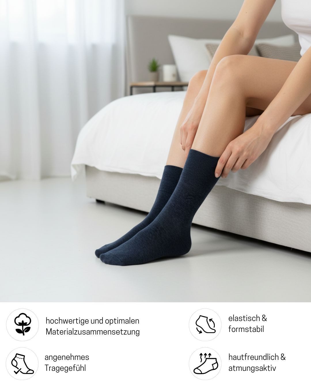 sockenkauf24 Diabetikersocken ohne Gummibund 97% Baumwolle mit Komfortbund ohne Naht (12-Paar) Diabetiker Socken ohne Gummi für Damen & Herren – Bild 4 von 5