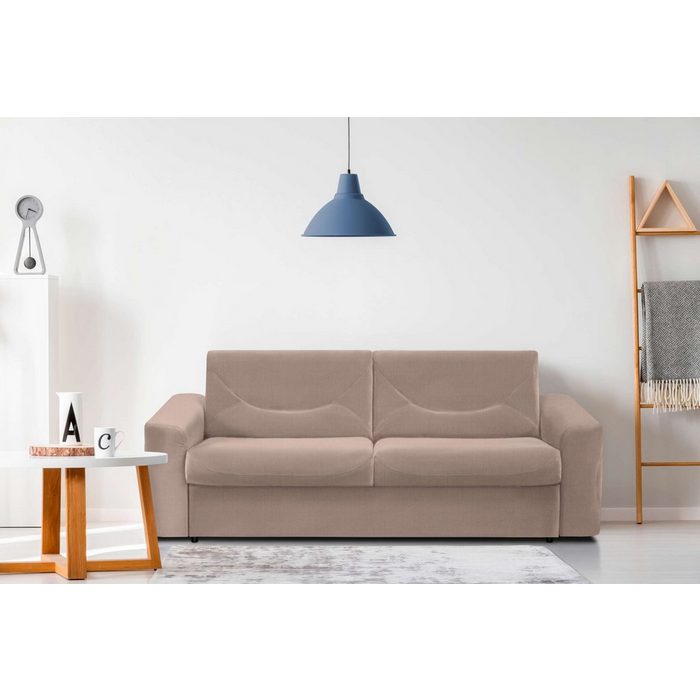 Stylefy 3-Sitzer Lafonia Sofa 2-Sitzer mit Bettfunktion frei im Raum stellbar Schaumstoff T24 und T30 Modern Design