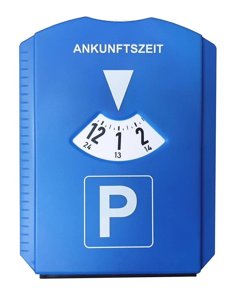 Top Ten Parkscheibe Parkscheibe blau mit Eiskratzer, Einkaufschip, Reifenmesser 1 Stück (Stück, 1-St., Parkscheibe), Eisschaber Scheibenkratzer Parkuhr Reifenprofilmesser