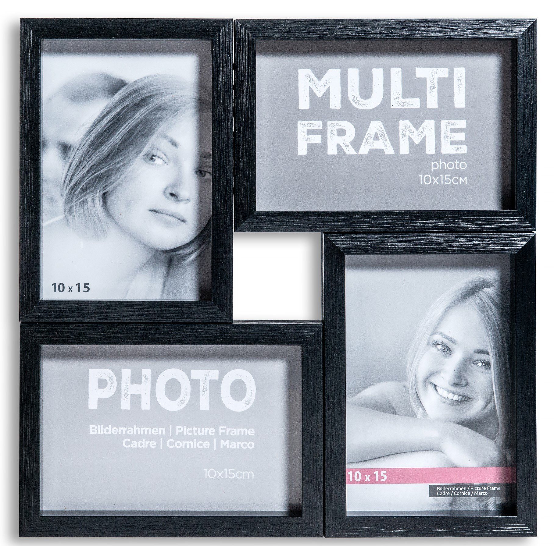 Victor (Zenith) Bilderrahmen Collage 4er Multiframe Collage, Bilderrahmen Collage 10x15 Modern 4 Bilder, Galerierahmen Schwarz