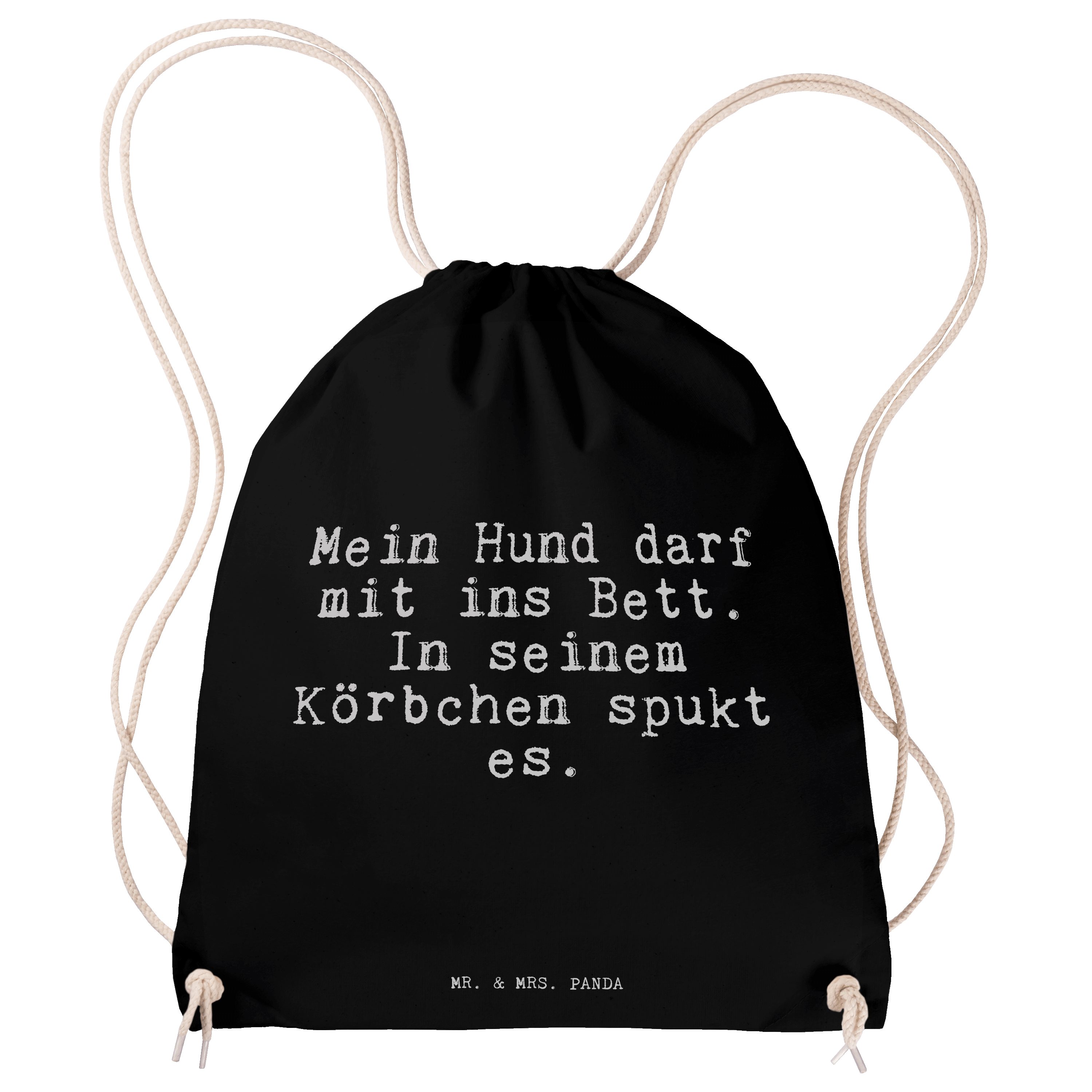 Damen Gepäck|Taschen & Rucksäcke Mr. & Mrs. Panda Sporttasche Mein Hund darf mit... - Schwarz - Herz, Zitate, Tier, Turnbeutel, 