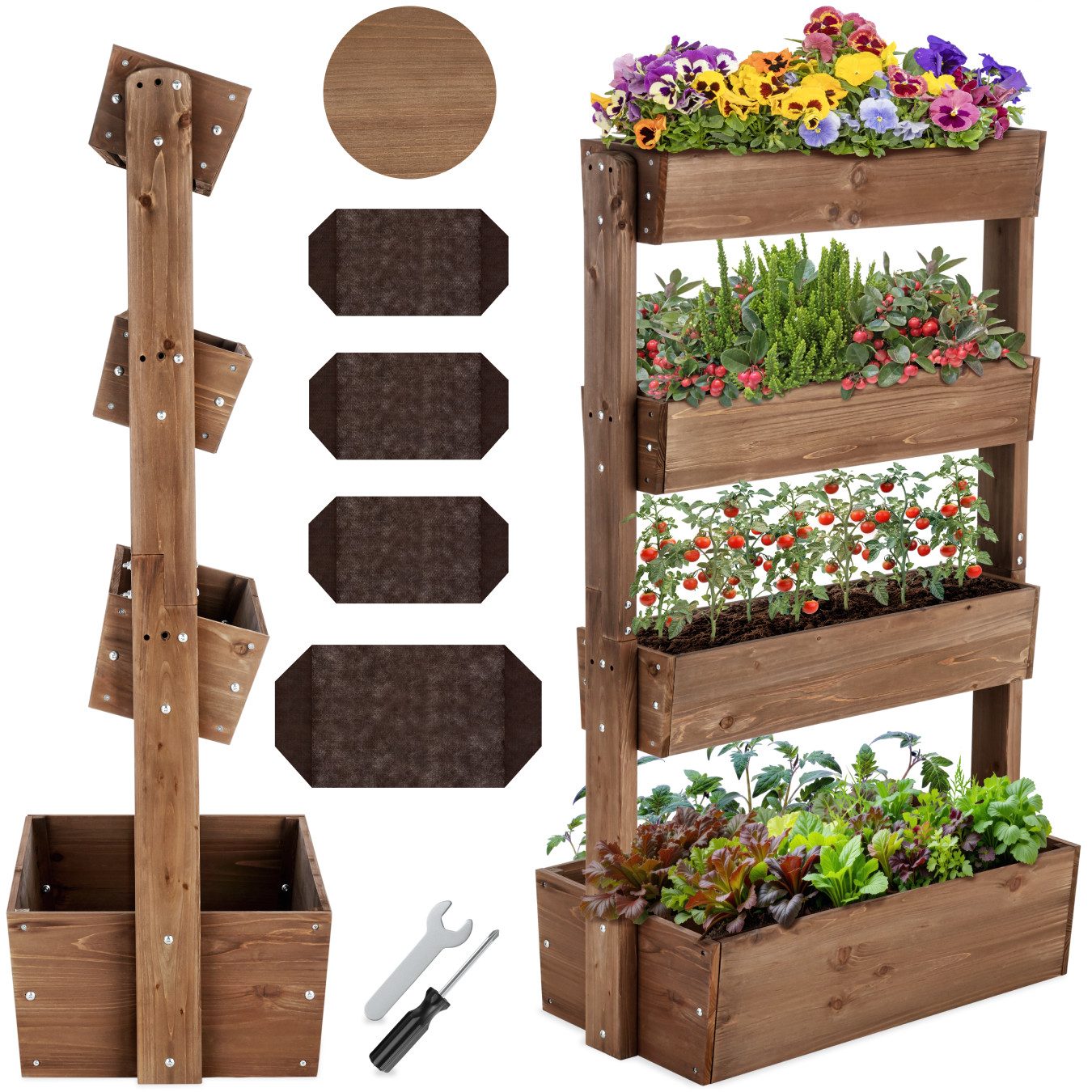 tectake Blumentopf Vertikalbeet mit 4 Etagen