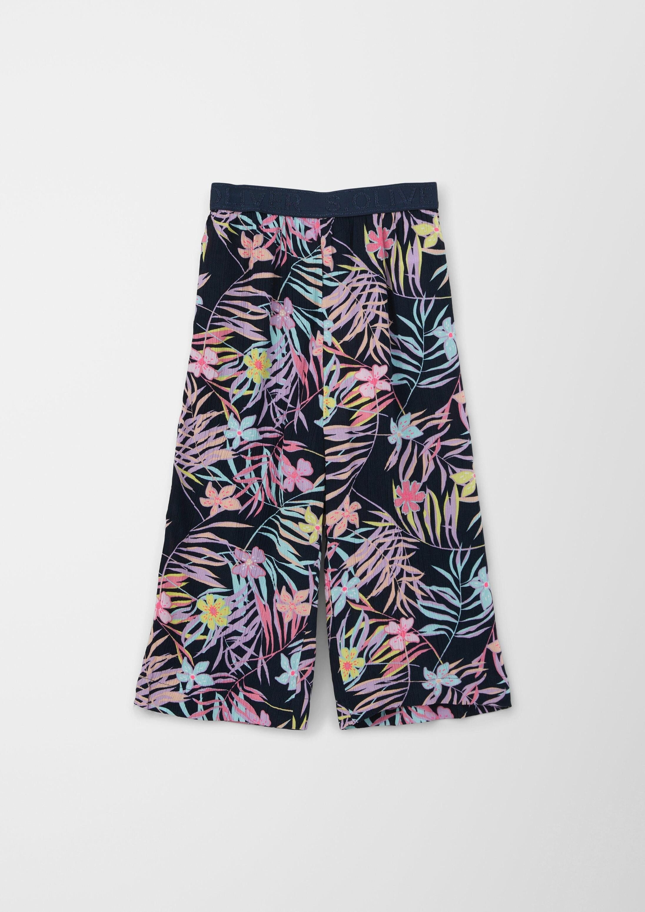 s.Oliver Chinos Hose Wide-Leg-Hose mit All-over-Print