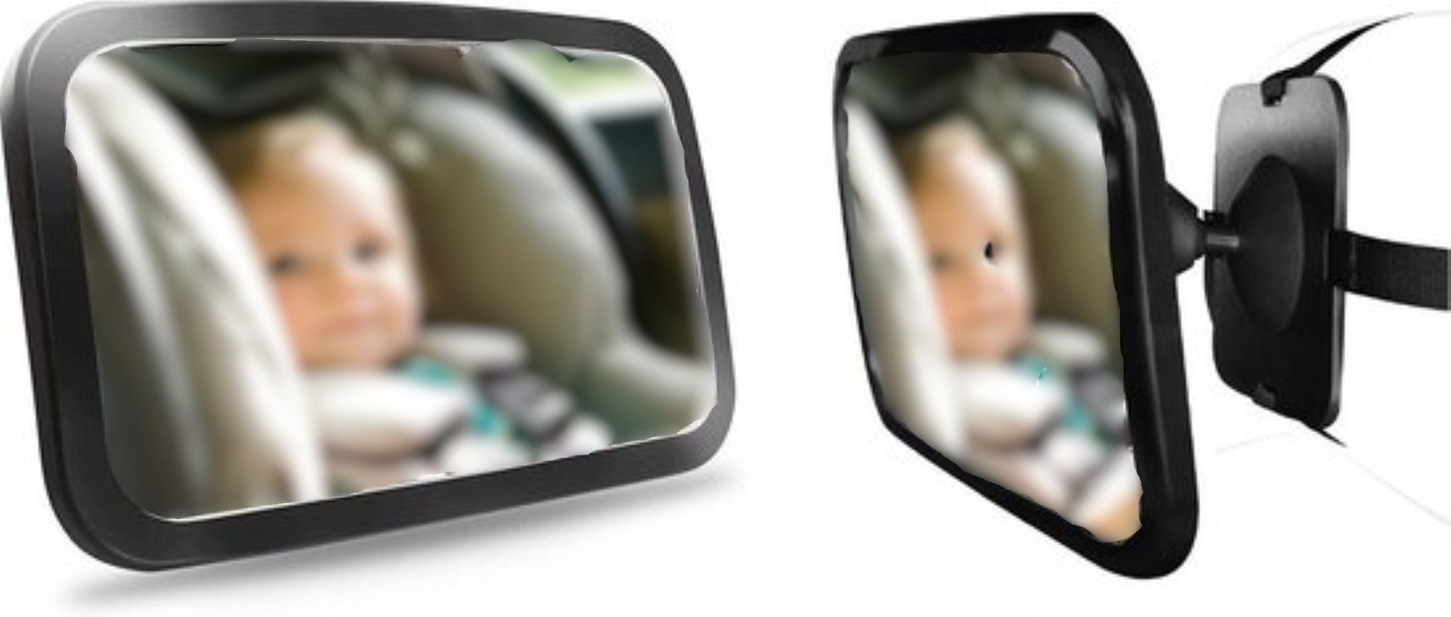 XTROBB Babyspiegel Babyspiegel zur Beobachtung im Auto - 360° Sicht, sichere Montage. (Babyspiegel-Set fürs Auto, Babyspiegel, halterung), Sicherer, unzerbrechlicher Kunststoff.
