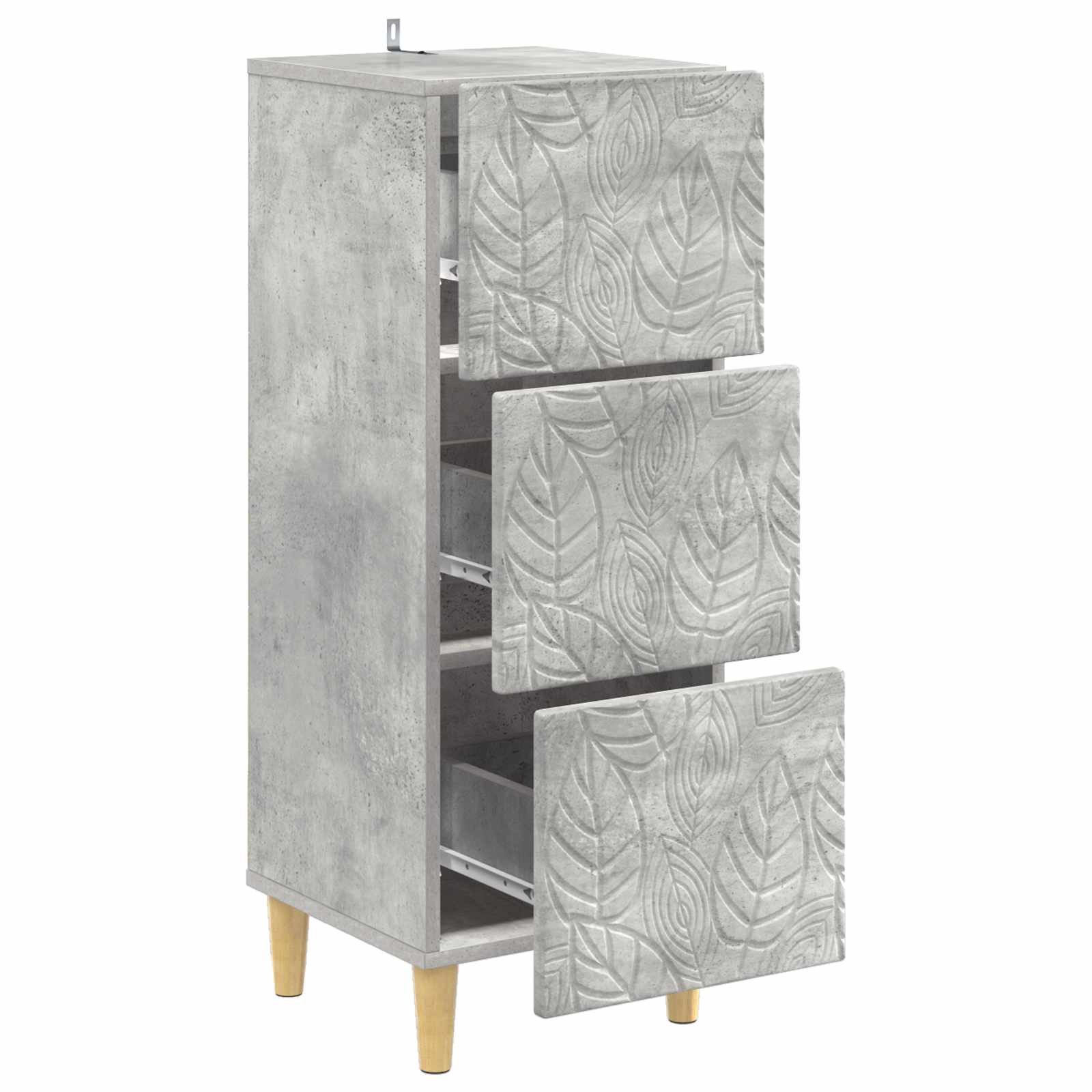 vidaXL Kommode 33 x 34,5 x 90 cm Kommode Schubladenschrank Sideboard schmal Betongrau