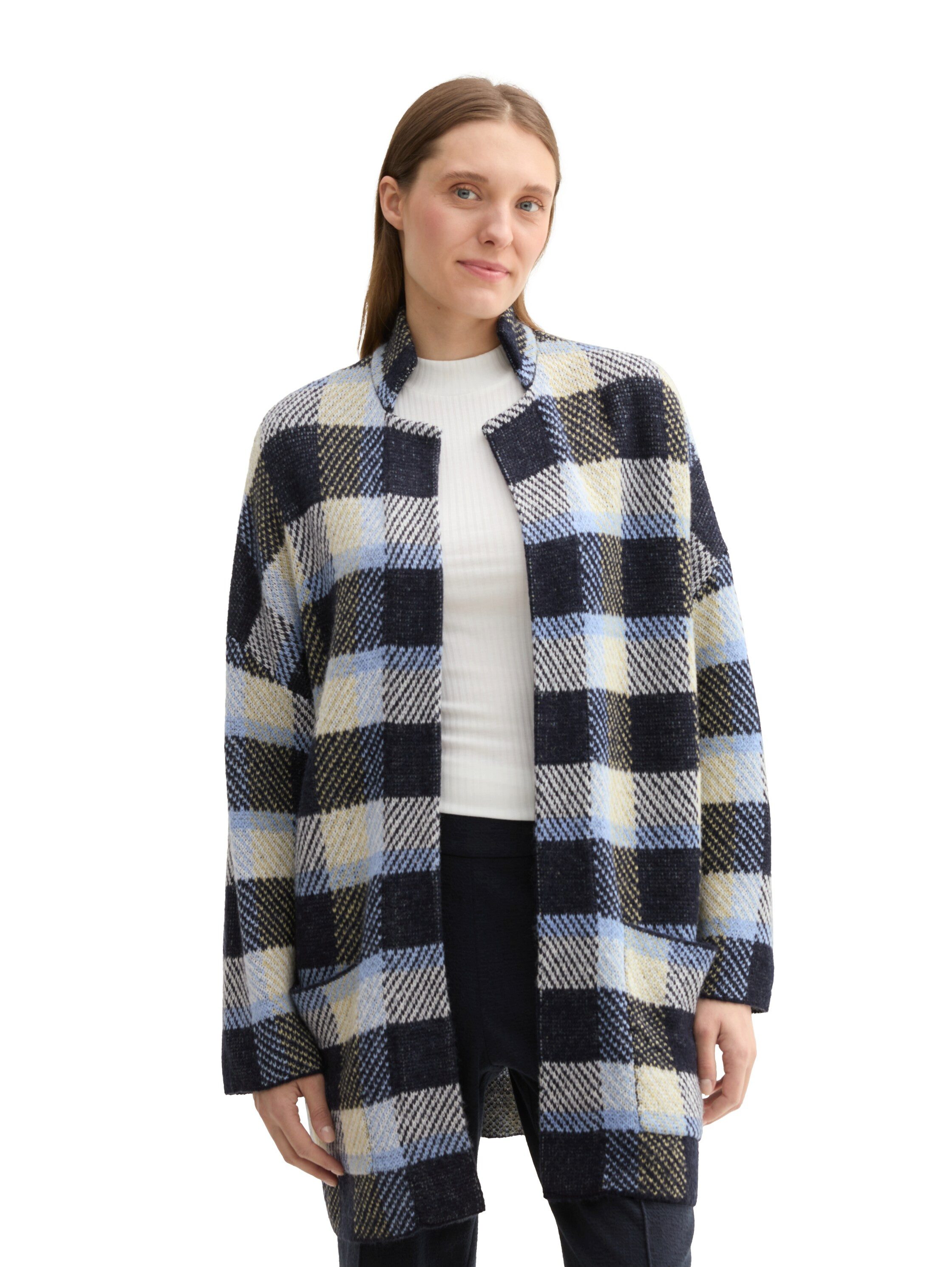 TOM TAILOR Jacquardstrickjacke im Karo-Design und günstig online kaufen