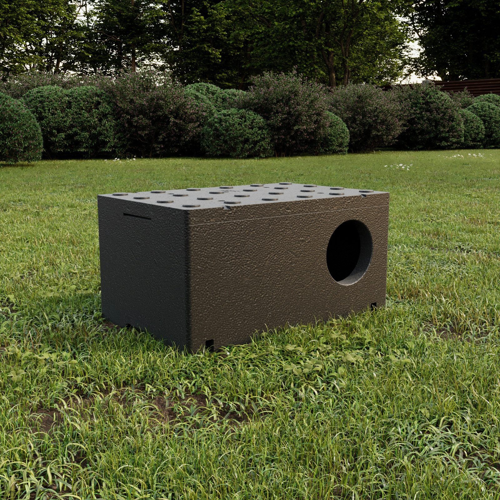 QLS Tierhaus aus Styropor 60x40 cm Schwarz, Wetterfestes Outdoor wasserabweisend isoliert