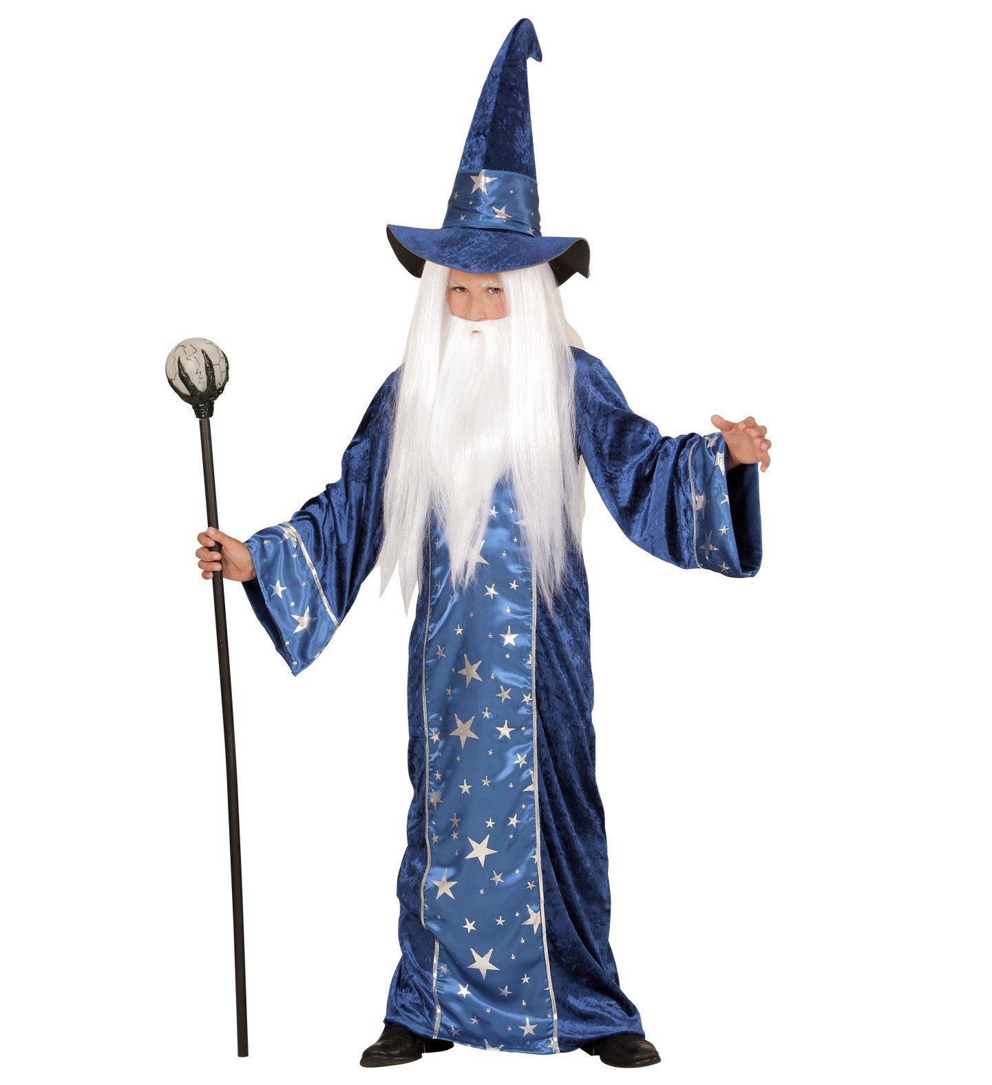 Widmann S.r.l. Kostüm 'Fantasy Zauberer' Kinderkostüm, Blau Gold - Robe