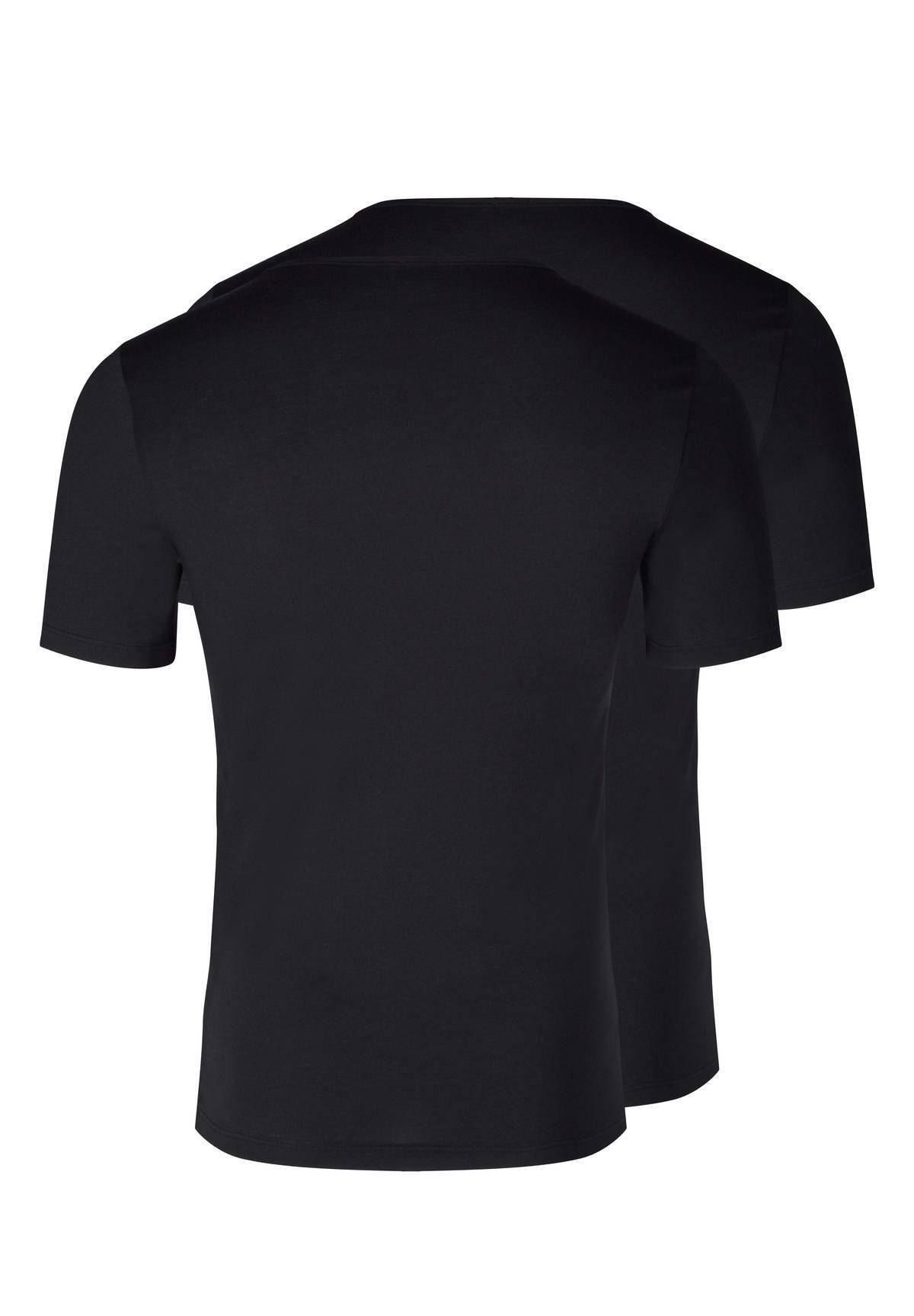 Halbarm - Unterhemd, T-Shirt, Skiny Schwarz Herren Unterhemd Pack 2er